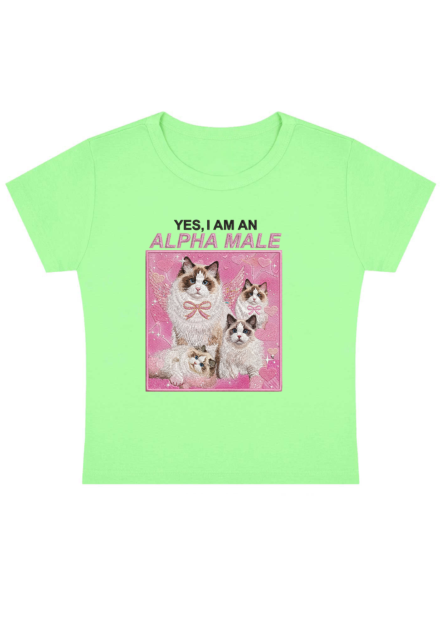 Yes, I Am An Alpha Male Embroidery Y2k Baby Tee