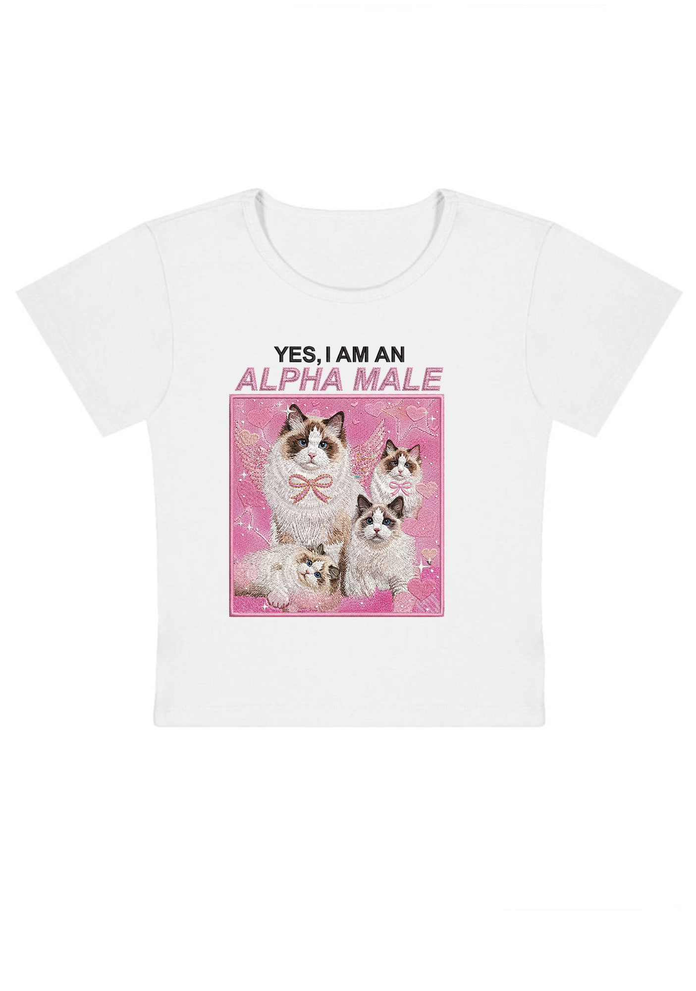 Yes, I Am An Alpha Male Embroidery Y2k Baby Tee