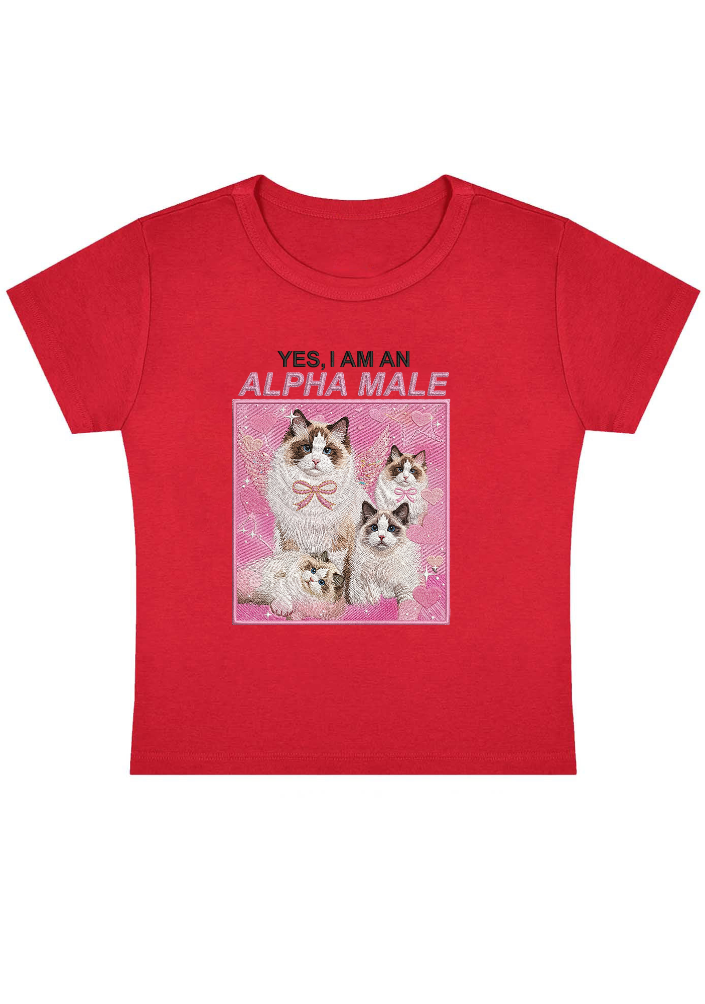 Yes, I Am An Alpha Male Embroidery Y2k Baby Tee