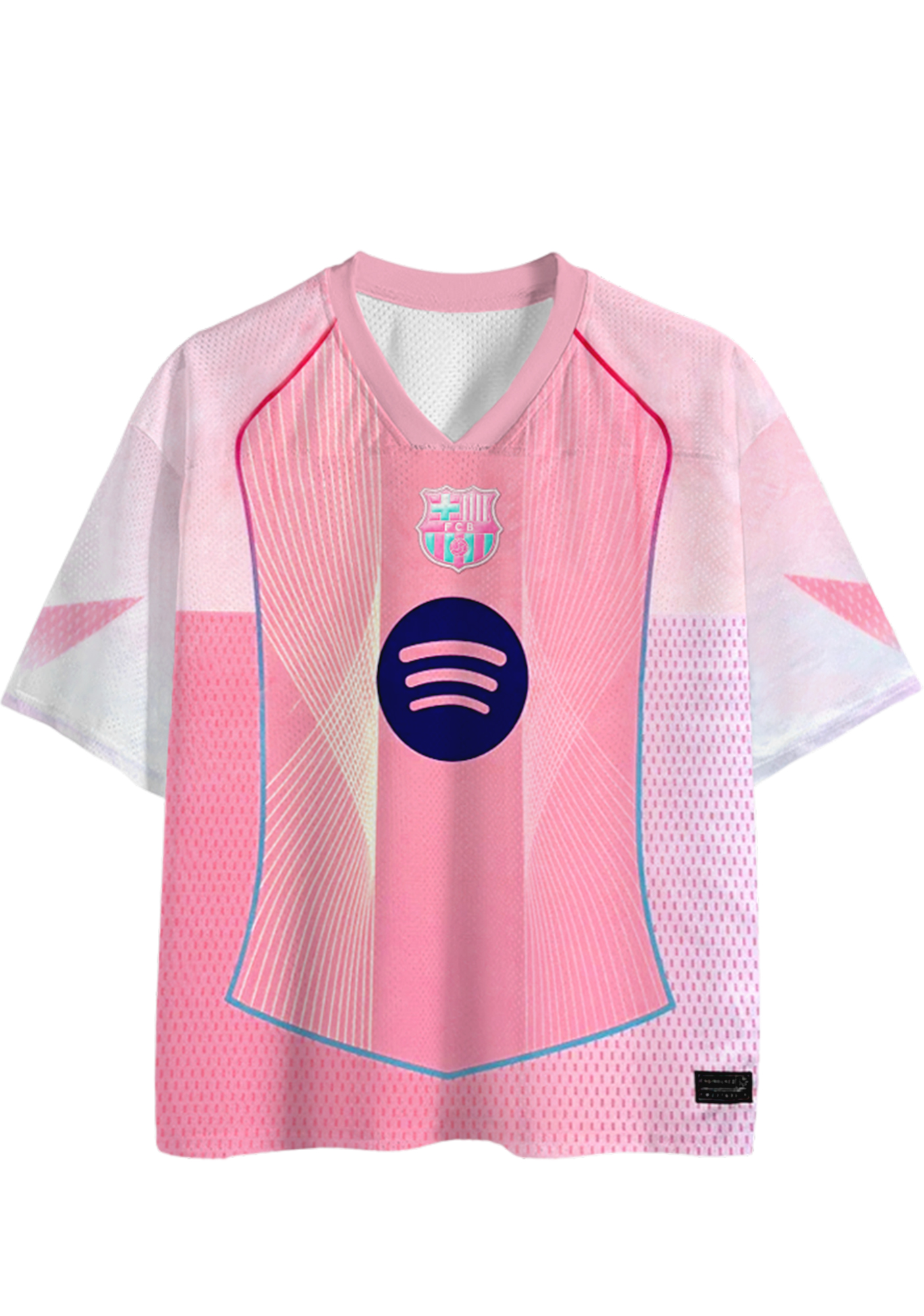 FCB Pink Away Kit Inspired Graphic Mesh Jersey Shirts