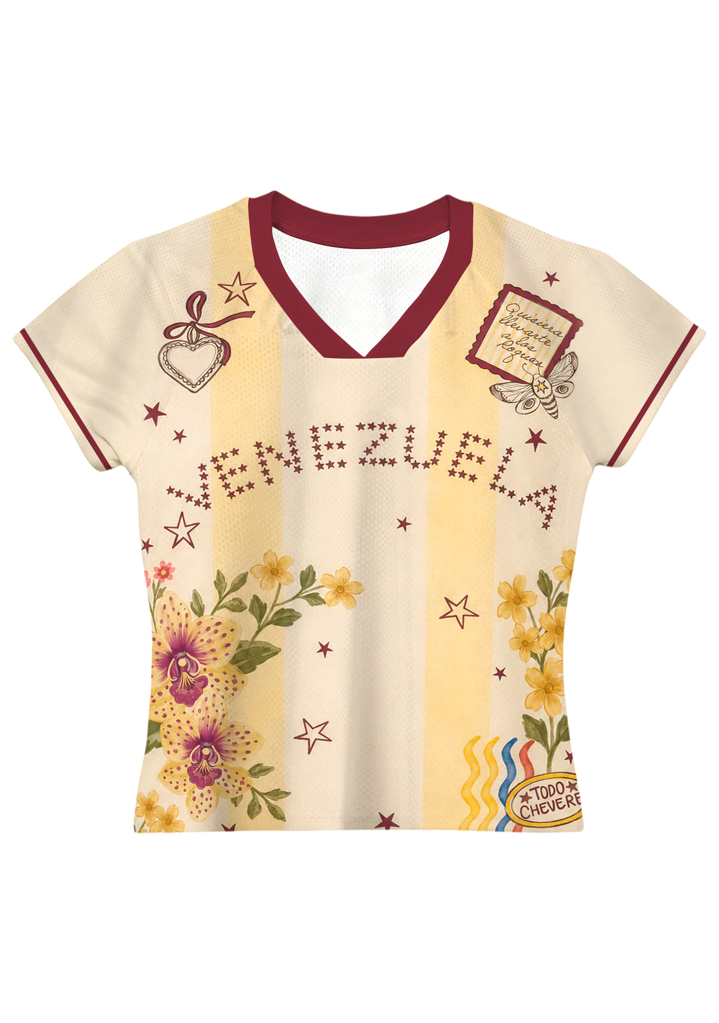 Venezuela Orchid Floral Star Striped Baby Tee