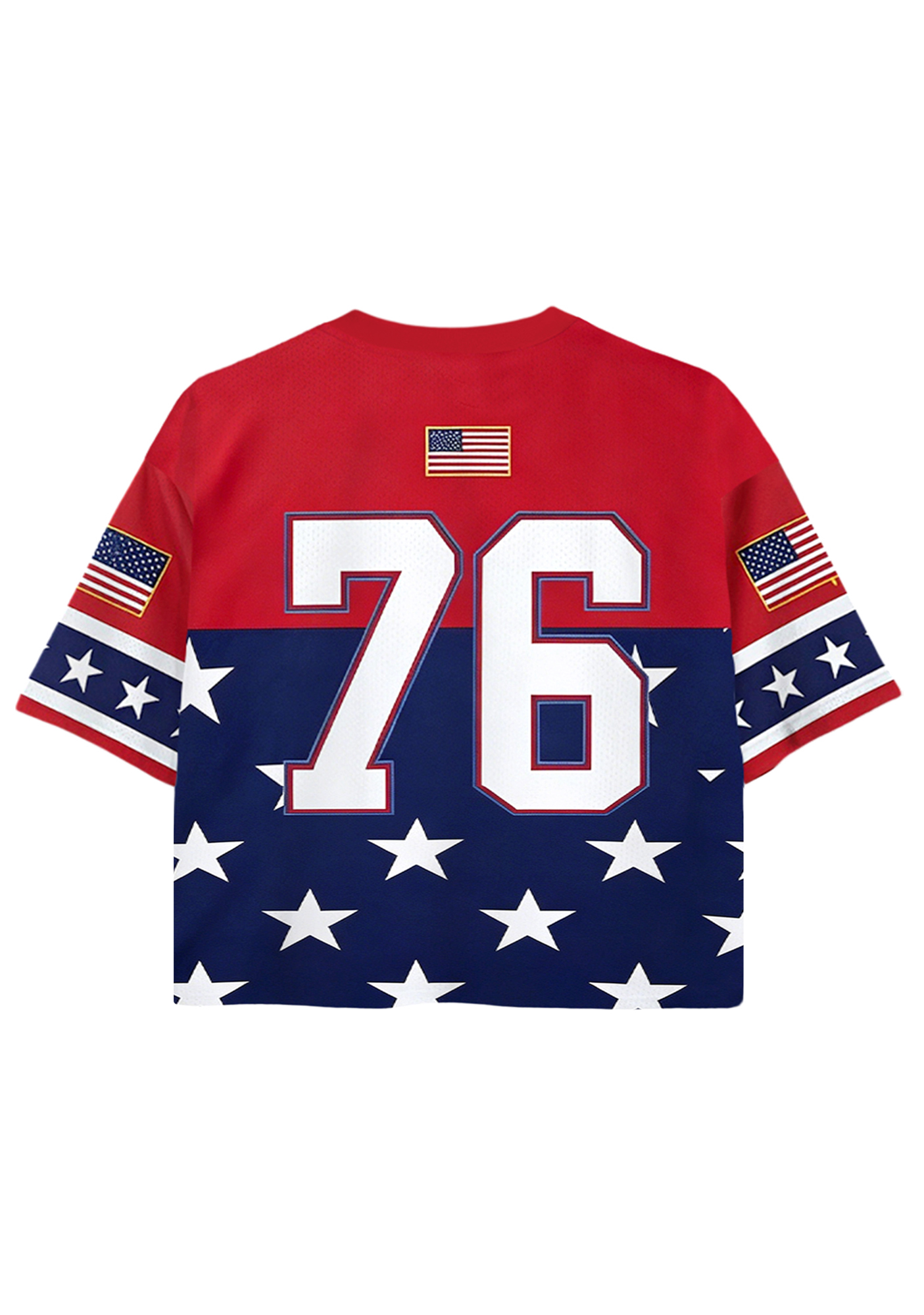 America 76 Star Flag Print Cropped Jersey Shirt