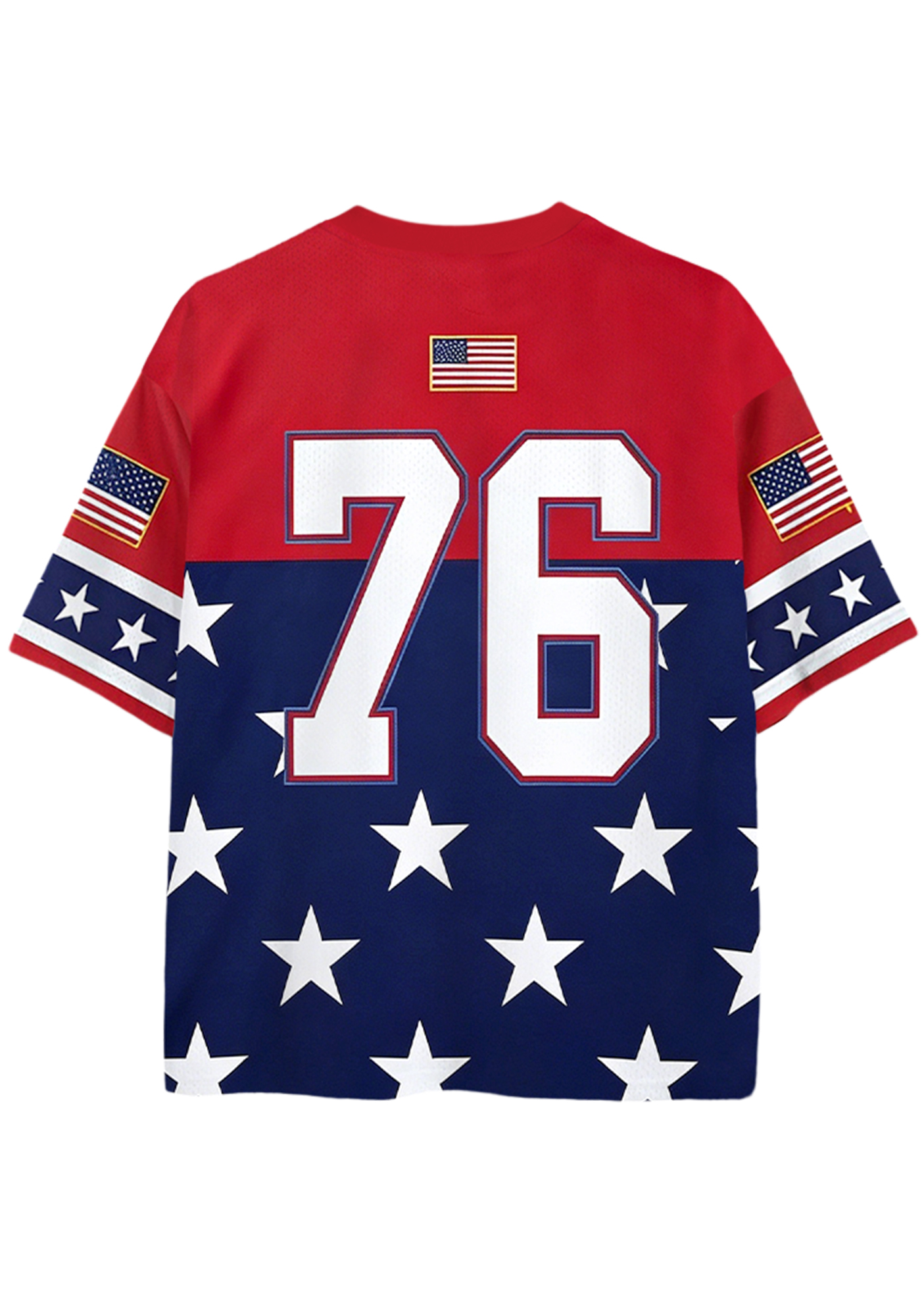 America 76 Star Flag Print Mesh Jersey Shirts