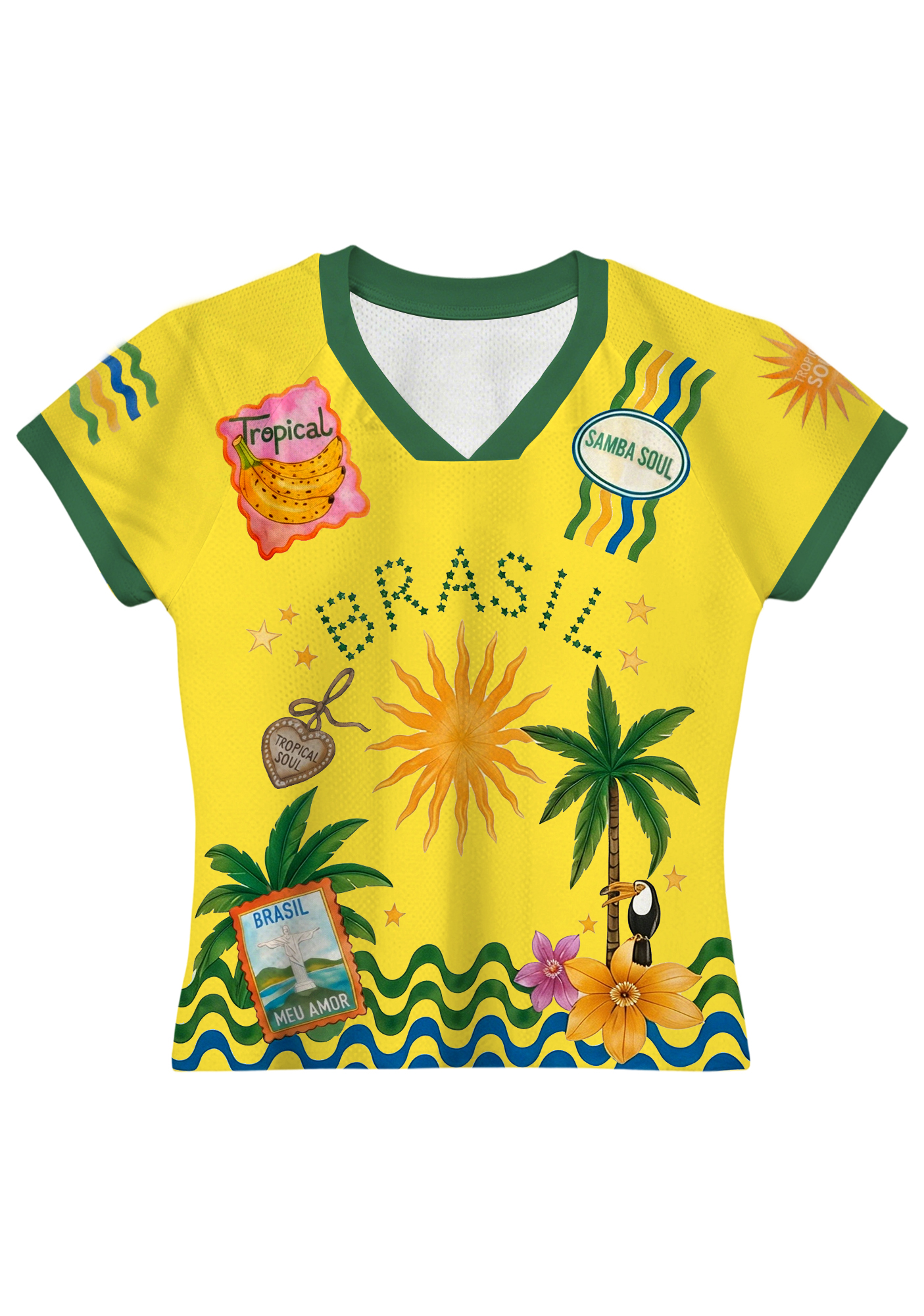 Tropical Brasil A Sticker-Book Style Graphic Baby Tee