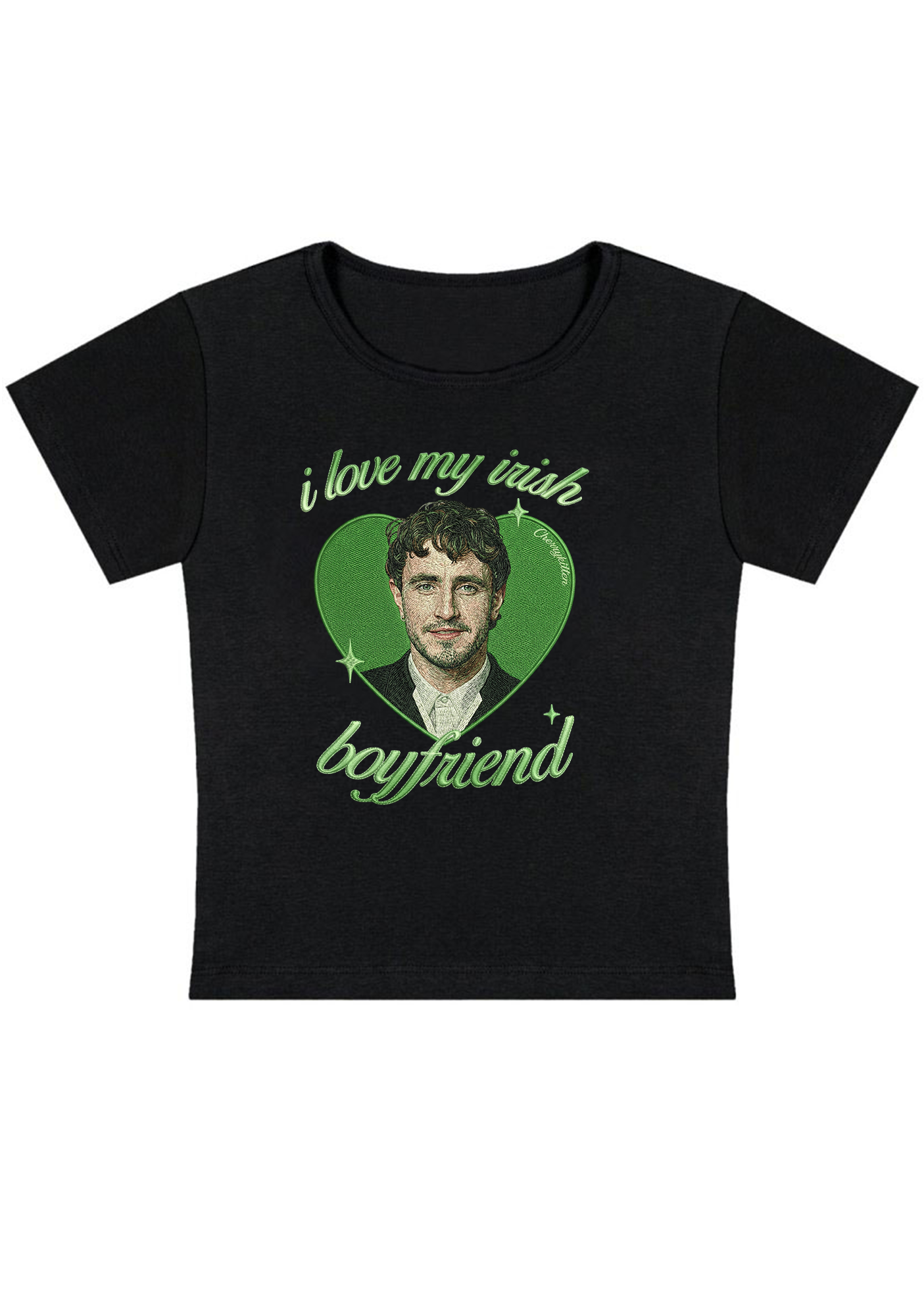 I Love My Irish Boyfriend Embroidery Y2K Baby Tee