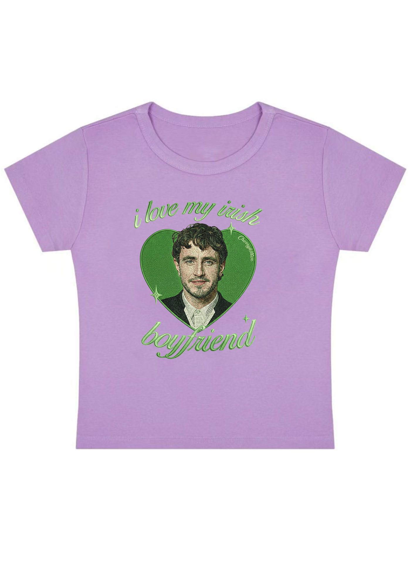 I Love My Irish Boyfriend Embroidery Y2K Baby Tee