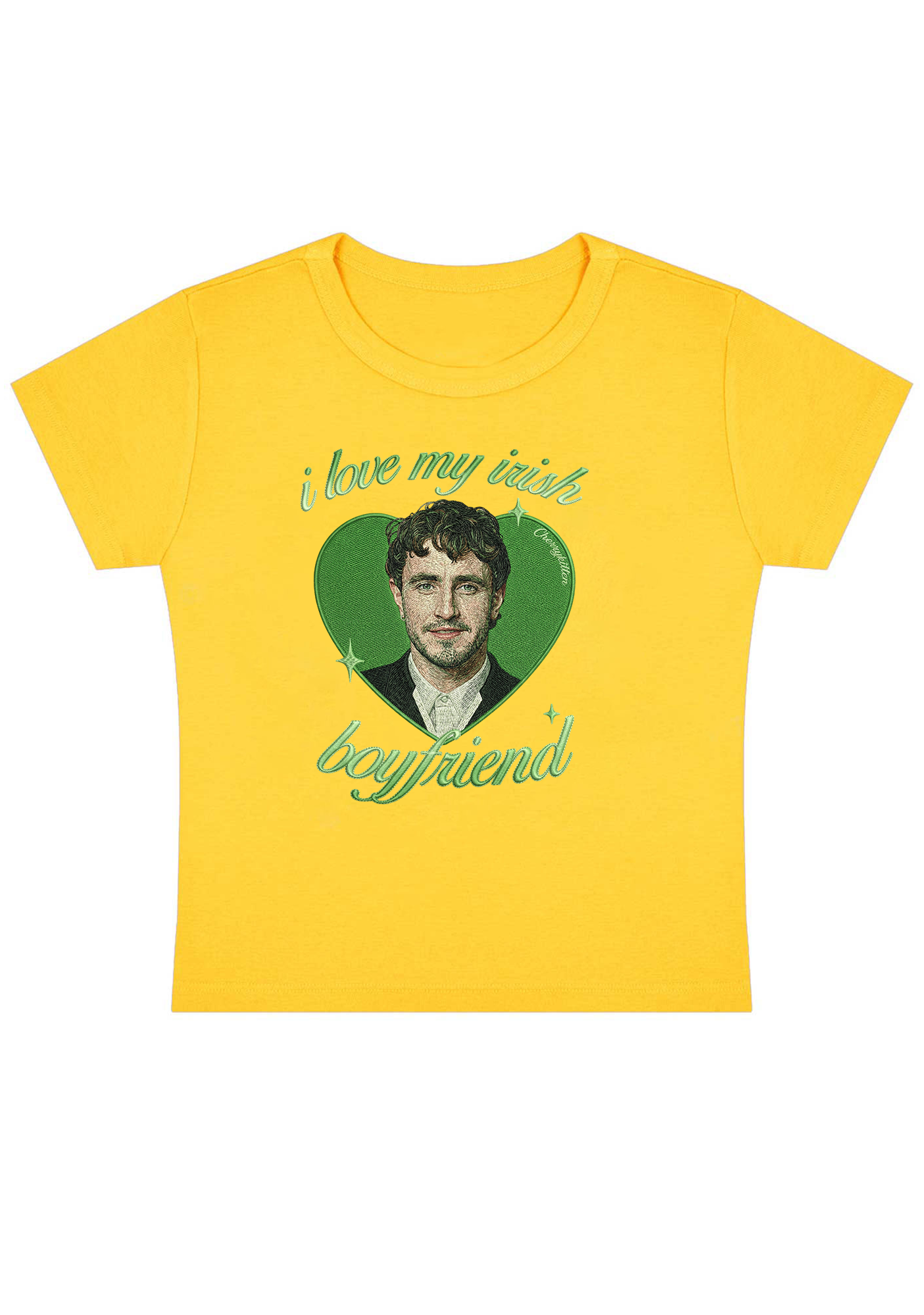 I Love My Irish Boyfriend Embroidery Y2K Baby Tee