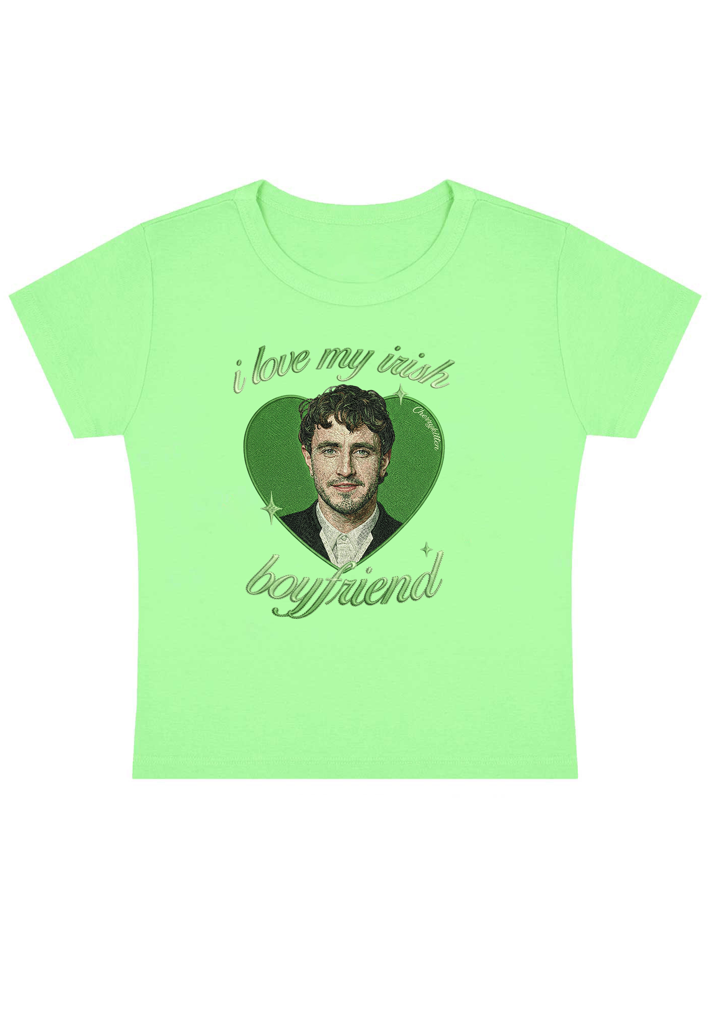 I Love My Irish Boyfriend Embroidery Y2K Baby Tee