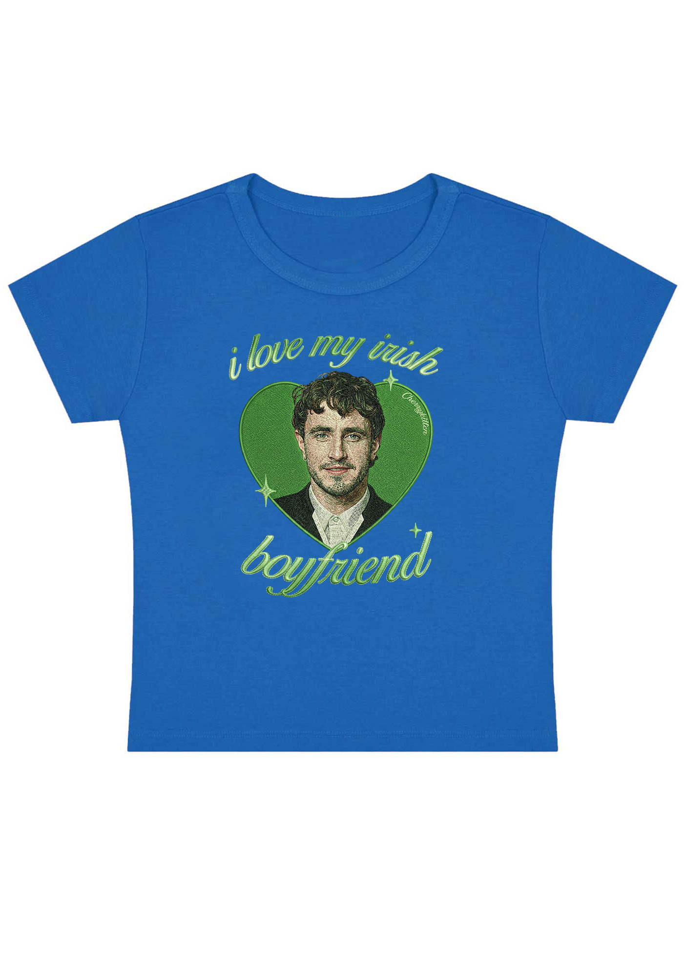 I Love My Irish Boyfriend Embroidery Y2K Baby Tee