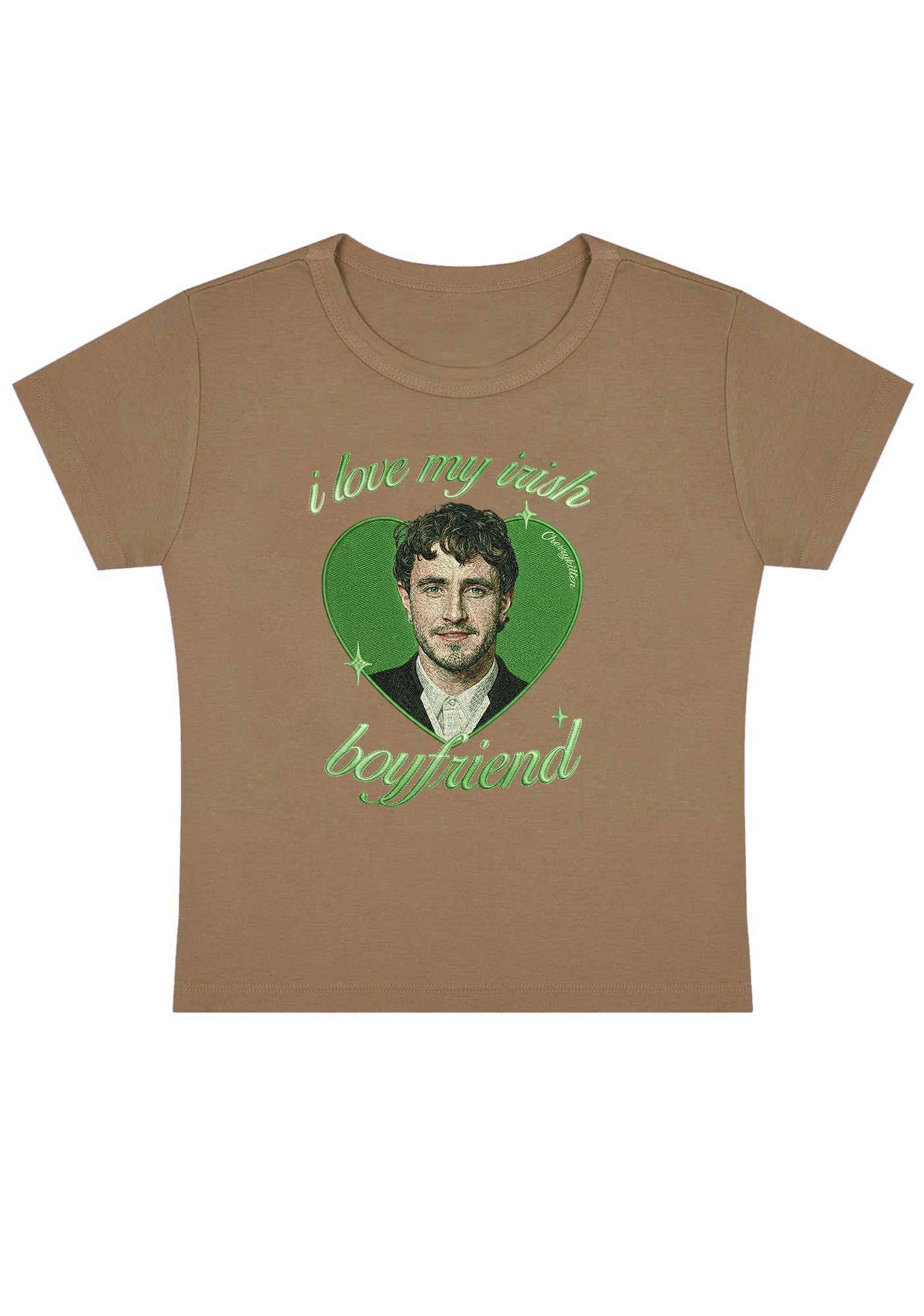 I Love My Irish Boyfriend Embroidery Y2K Baby Tee