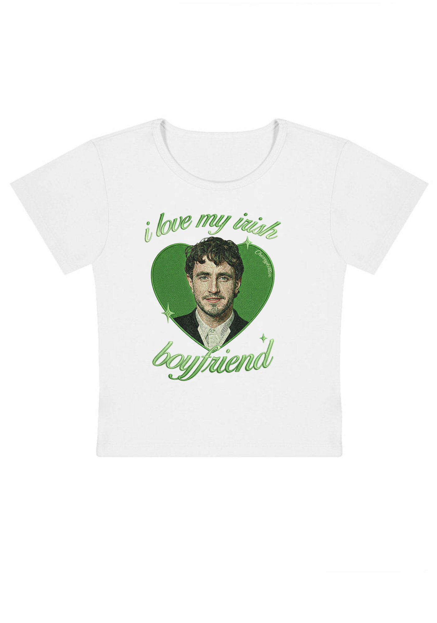 I Love My Irish Boyfriend Embroidery Y2K Baby Tee