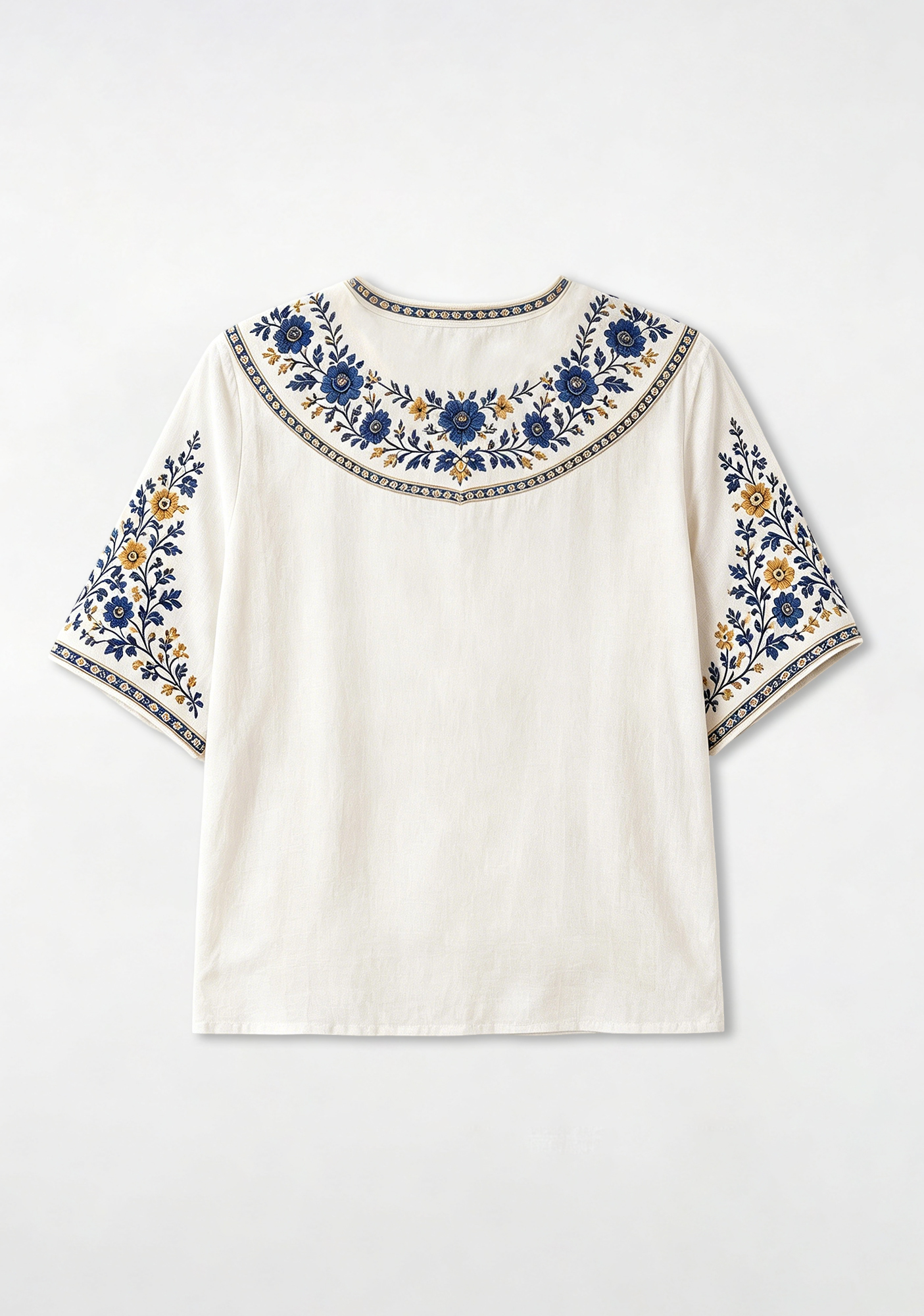 Boho Floral Border Winnipeg Blue Bombers V-Neck Blouse