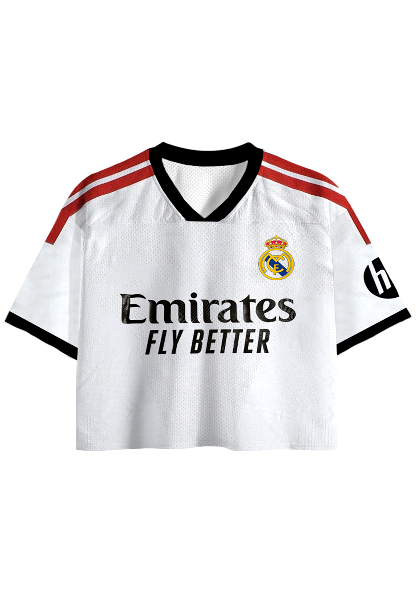 Real Madrid Emirates Print Cropped Jersey Shirt