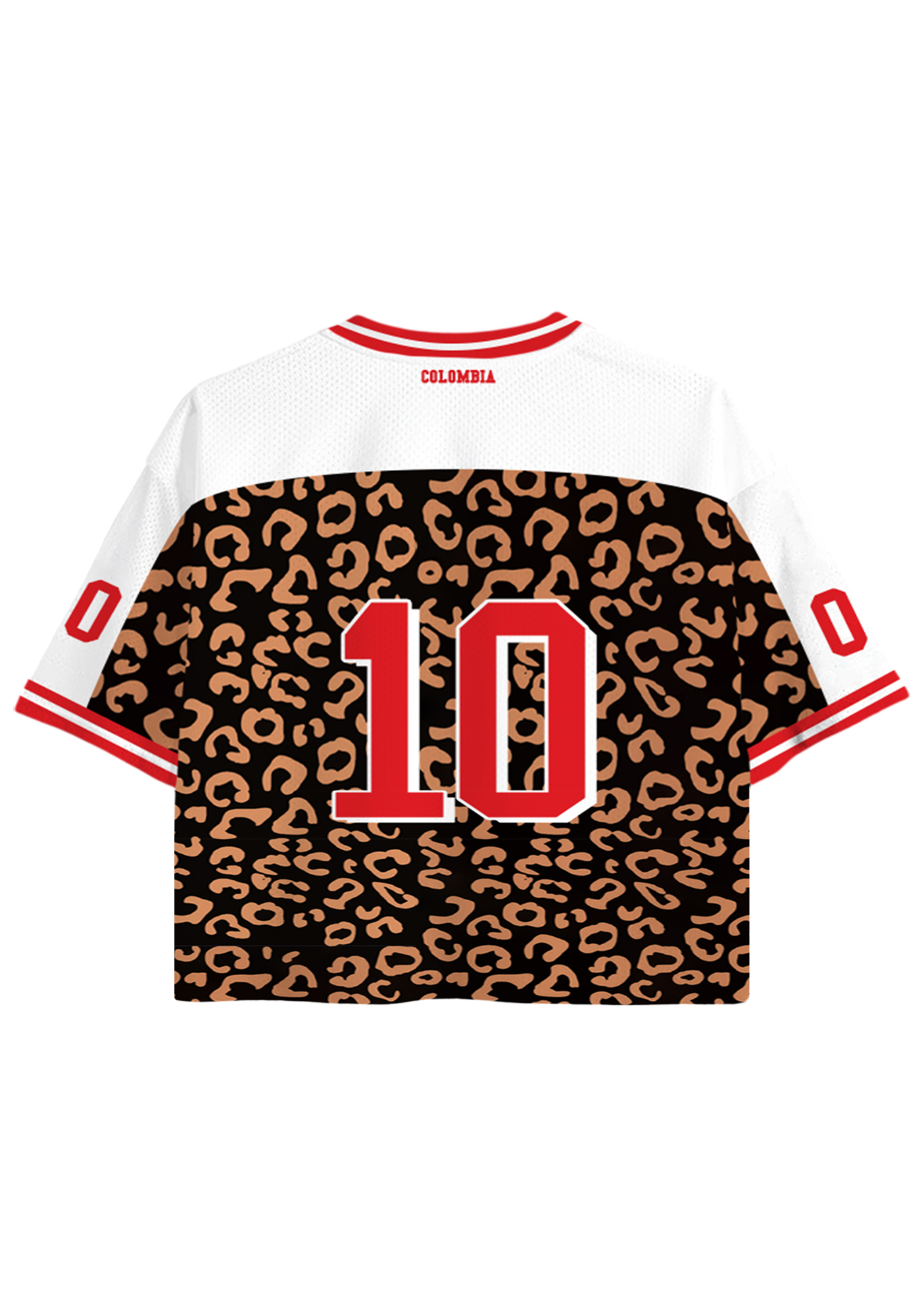 Leopard Print Colombia Number 10 Cropped Jersey Shirt