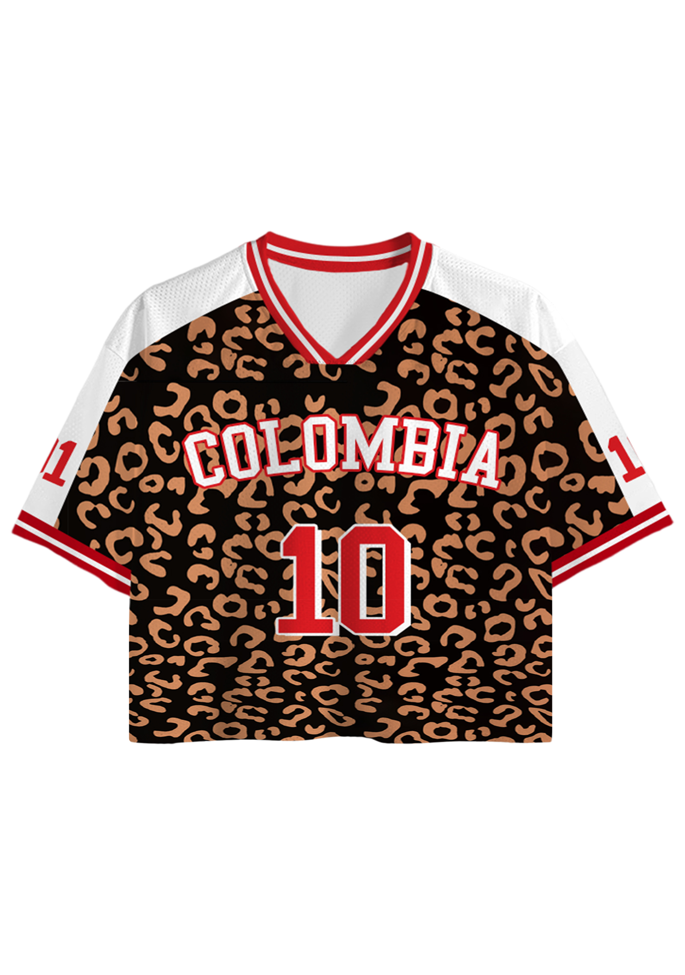 Leopard Print Colombia Number 10 Cropped Jersey Shirt