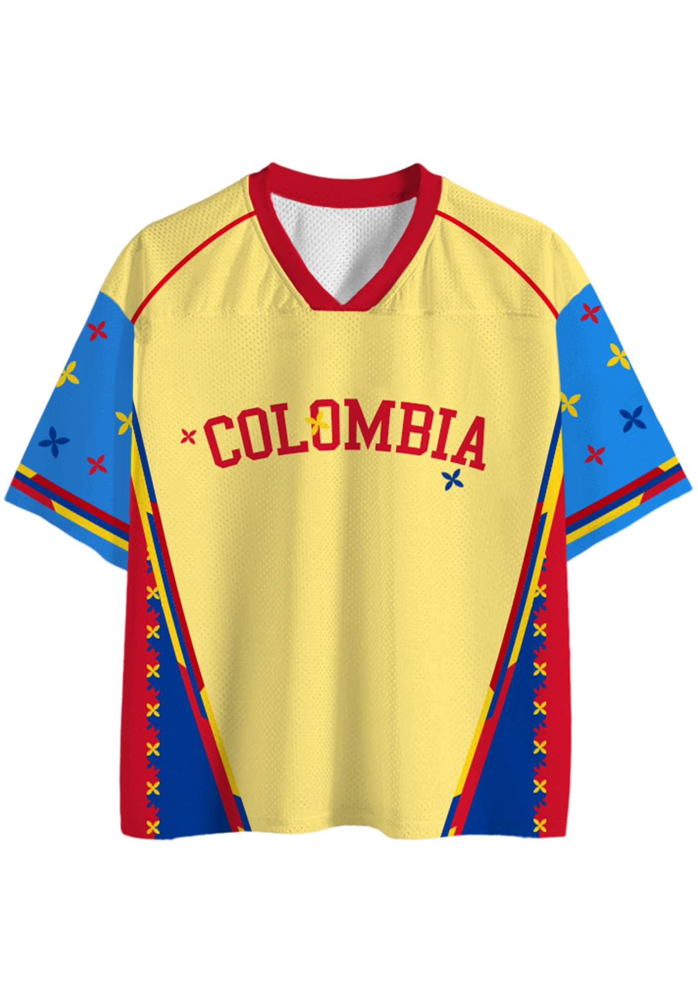 Colombia Floral Print Flag Mesh Jersey Shirts
