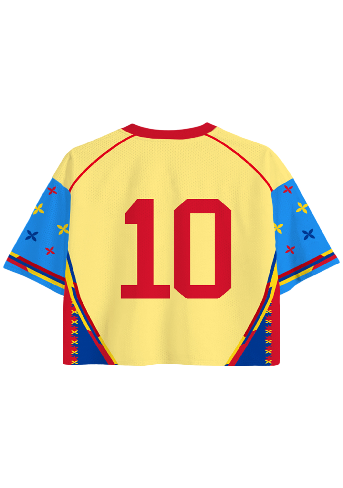 Colombia Floral Print Flag Cropped Jersey Shirt