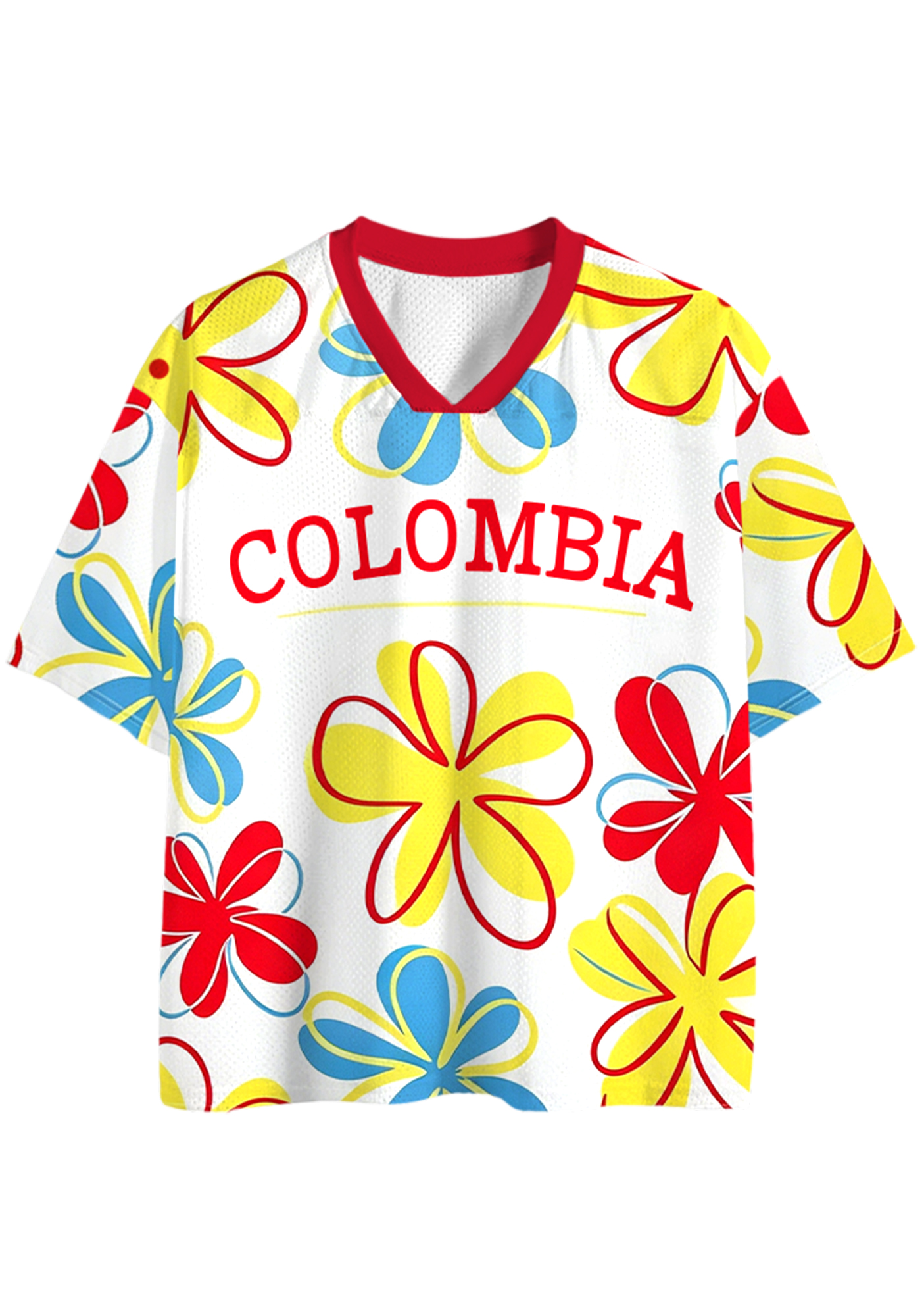 Colombia Full Floral Print Flag Mesh Jersey Shirts