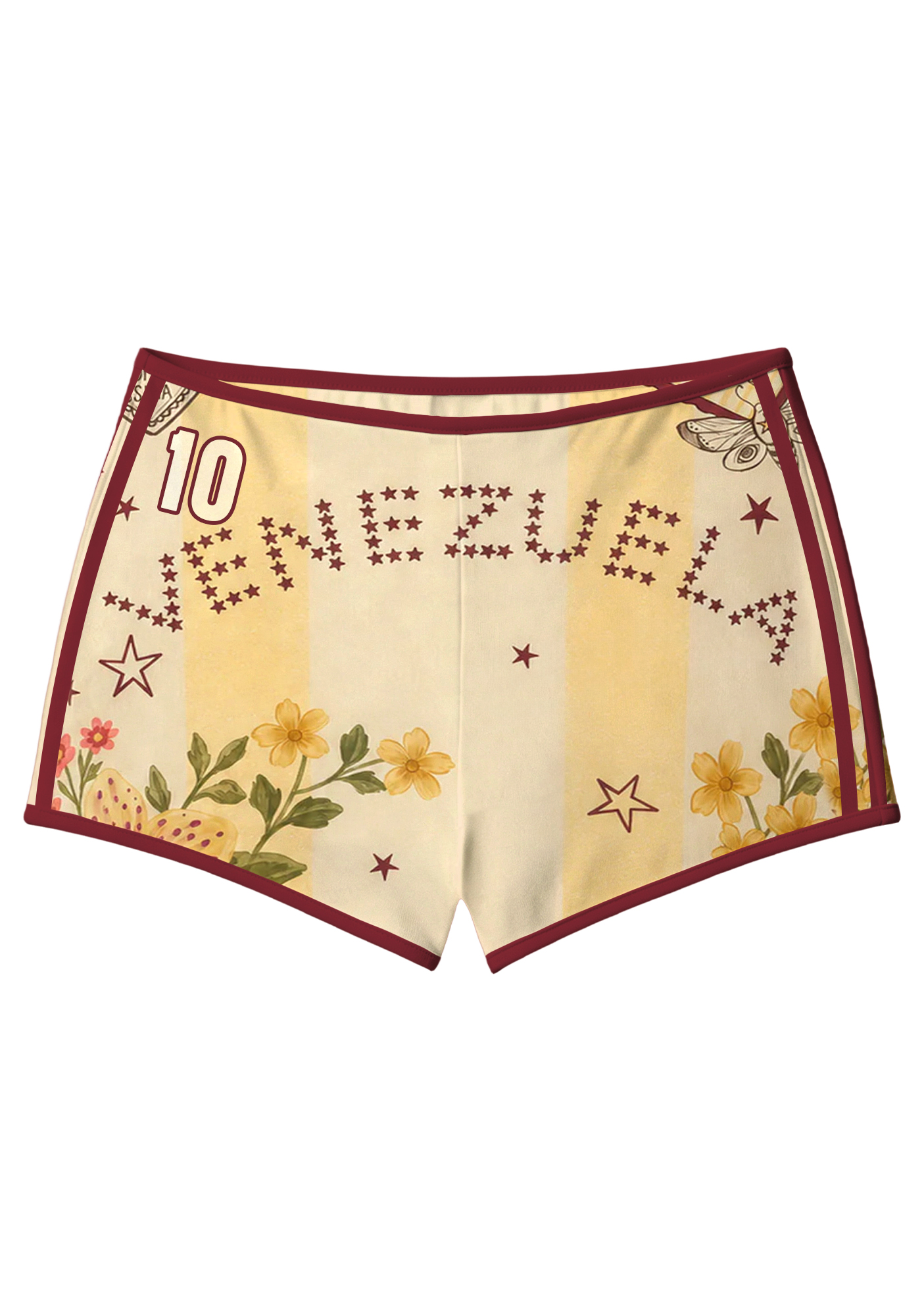 Venezuela Orchid Floral Star Striped Sport Shorts