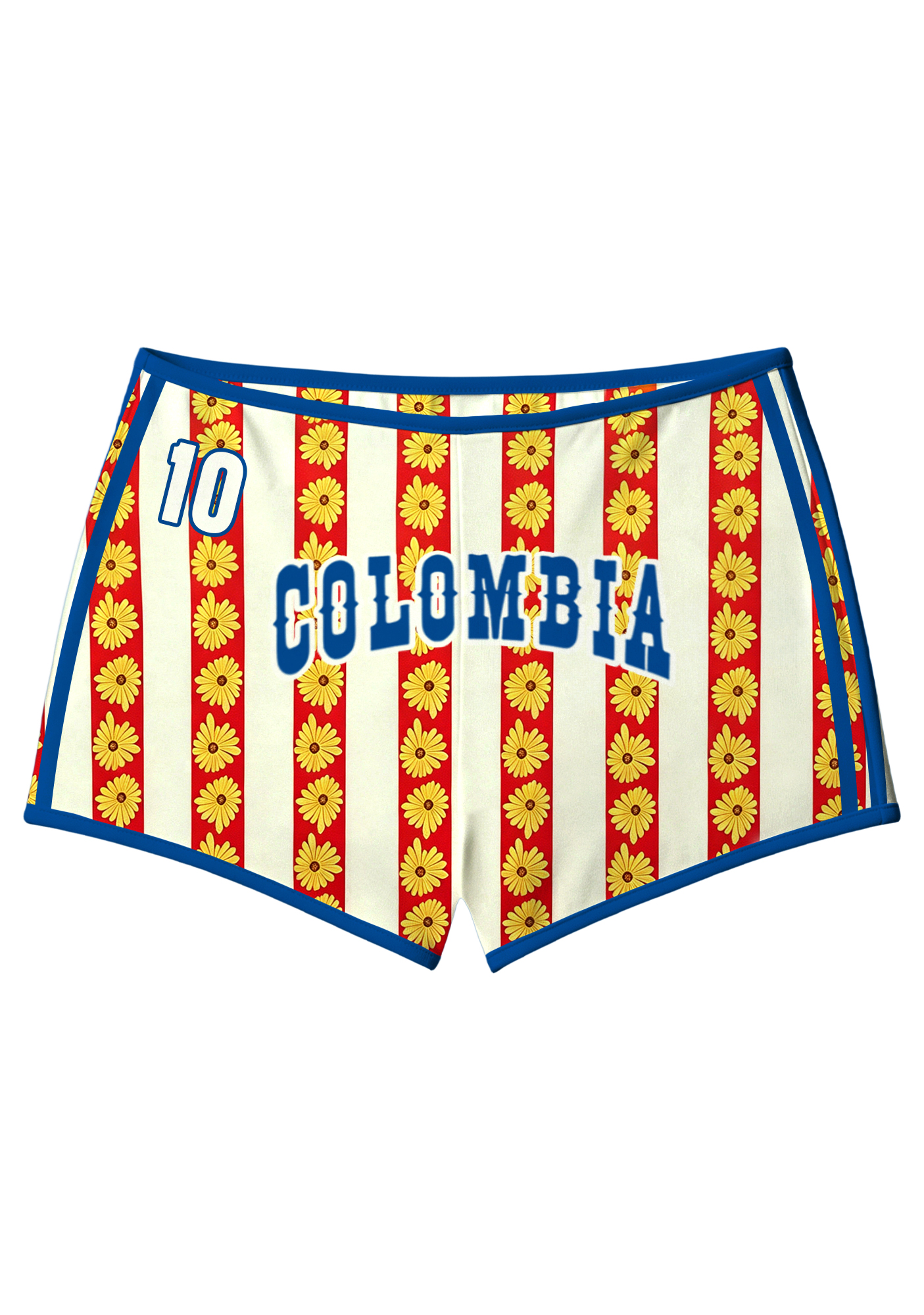 Colombia Sunflower Stripe Retro Print Sport Shorts