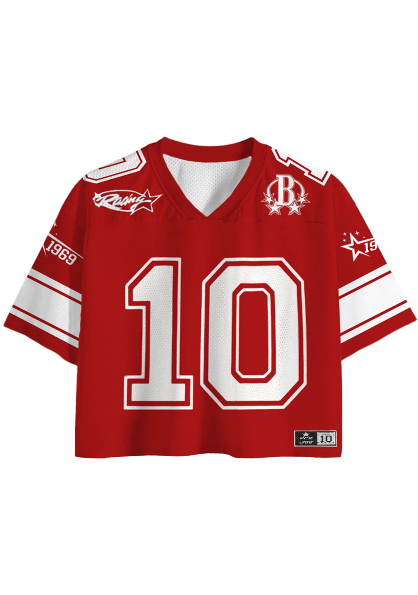 Red Racing 10 Vintage Cropped Mesh Jersey Shirt