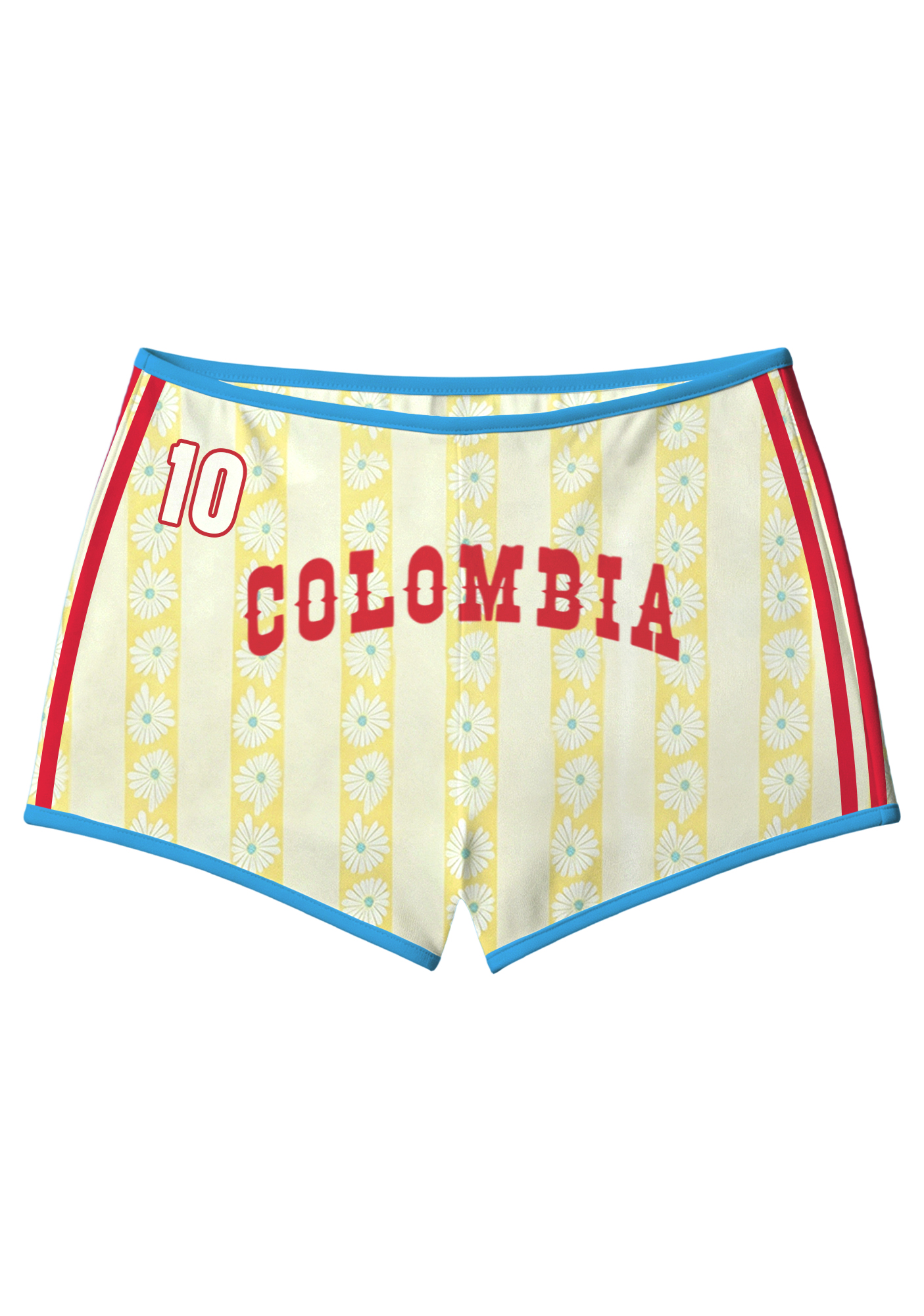 Colombia-Inspired Daisy Print Sport Shorts