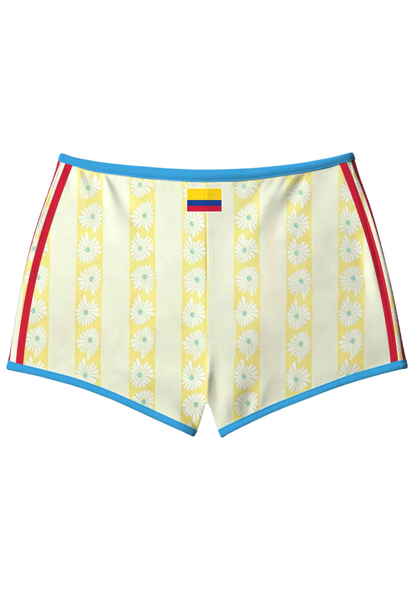 Colombia-Inspired Daisy Print Sport Shorts