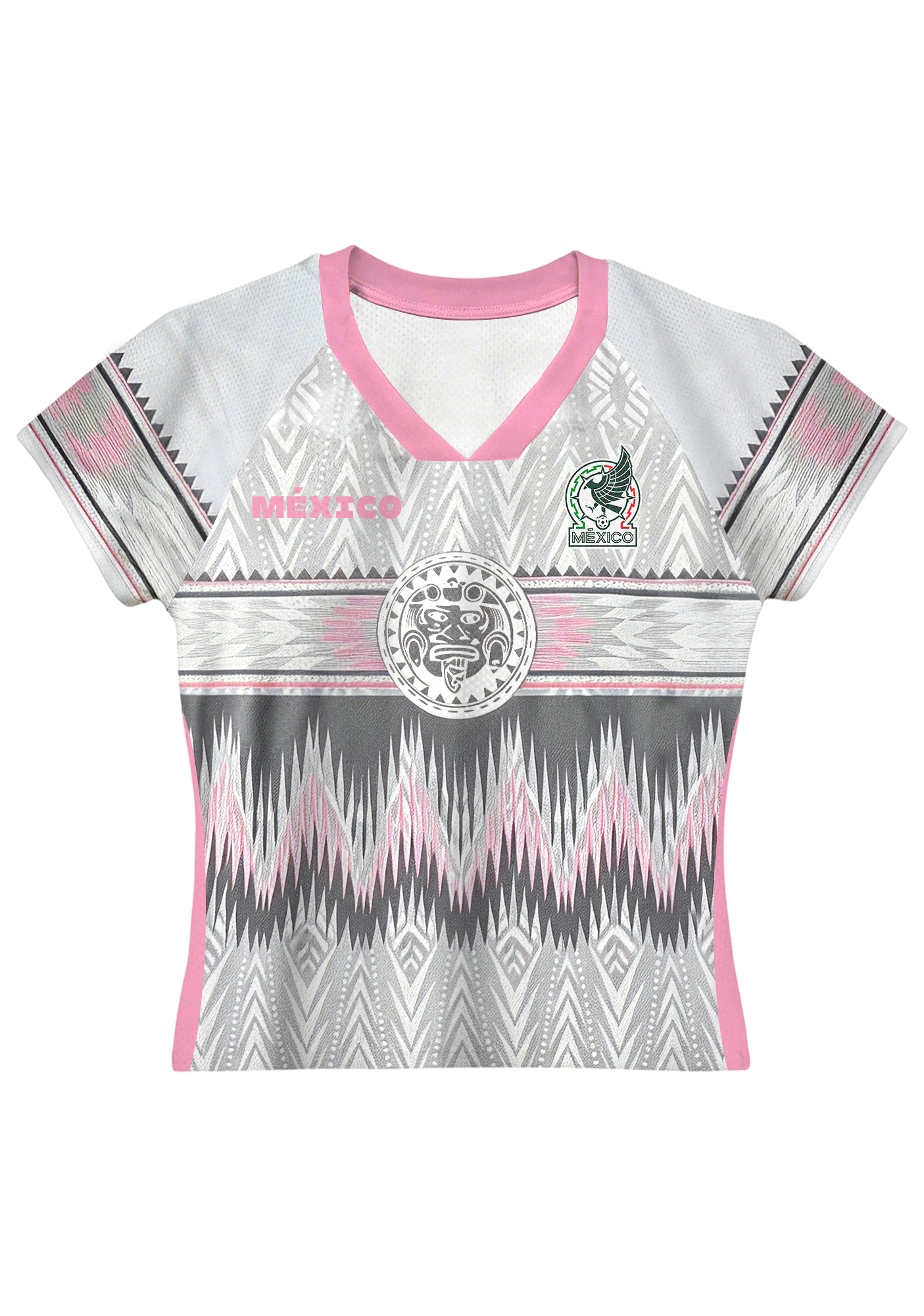 Pink Trim Mexico National Team Aztec Tribal Print Number 10 Baby Tee