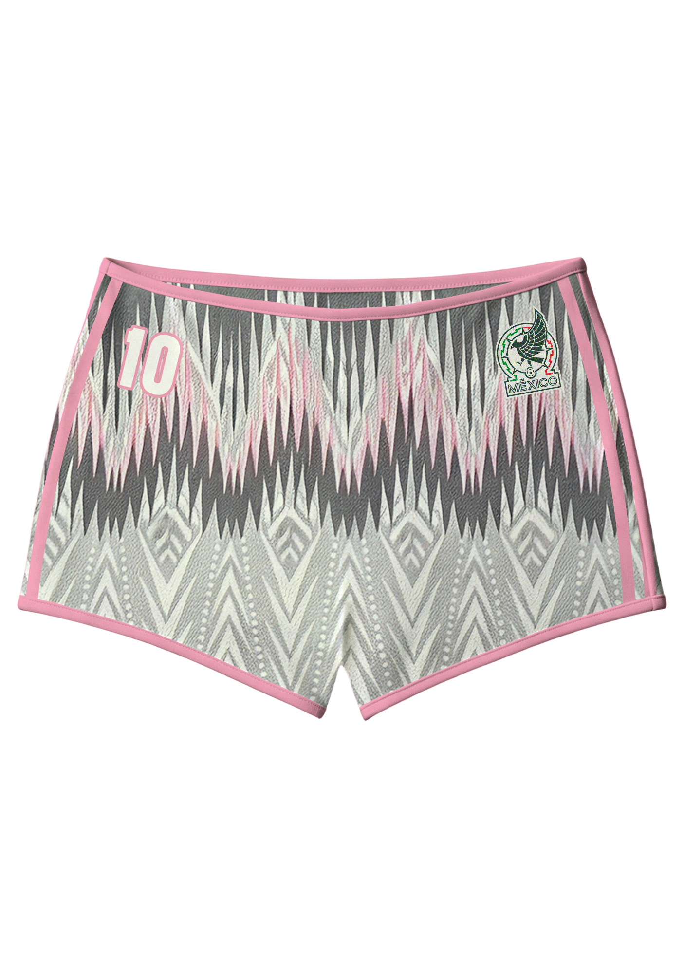 Pink Trim Mexico National Team Aztec Tribal Print Number 10 Booty Shorts