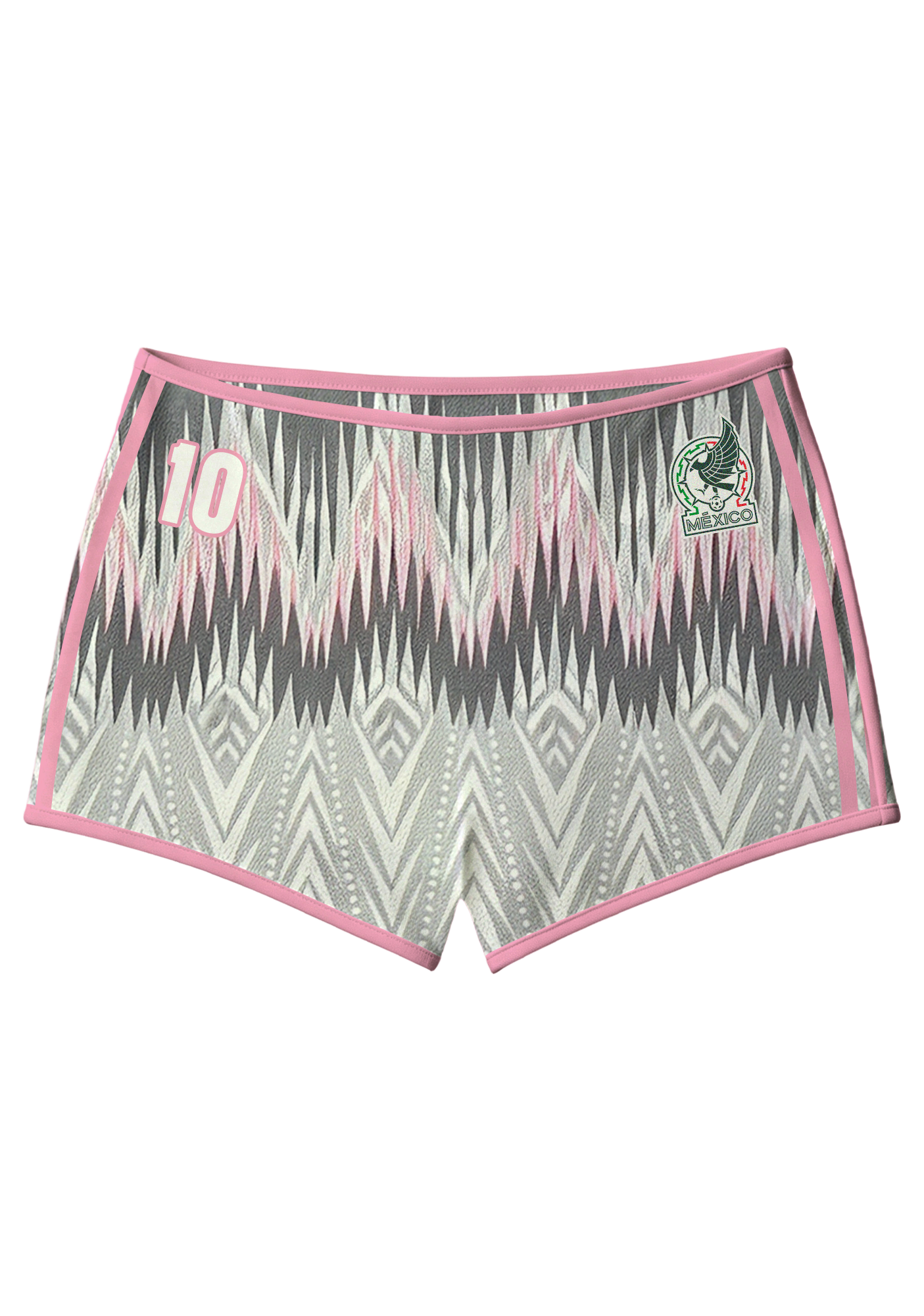 Pink Trim Mexico National Team Aztec Tribal Print Number 10 Booty Shorts