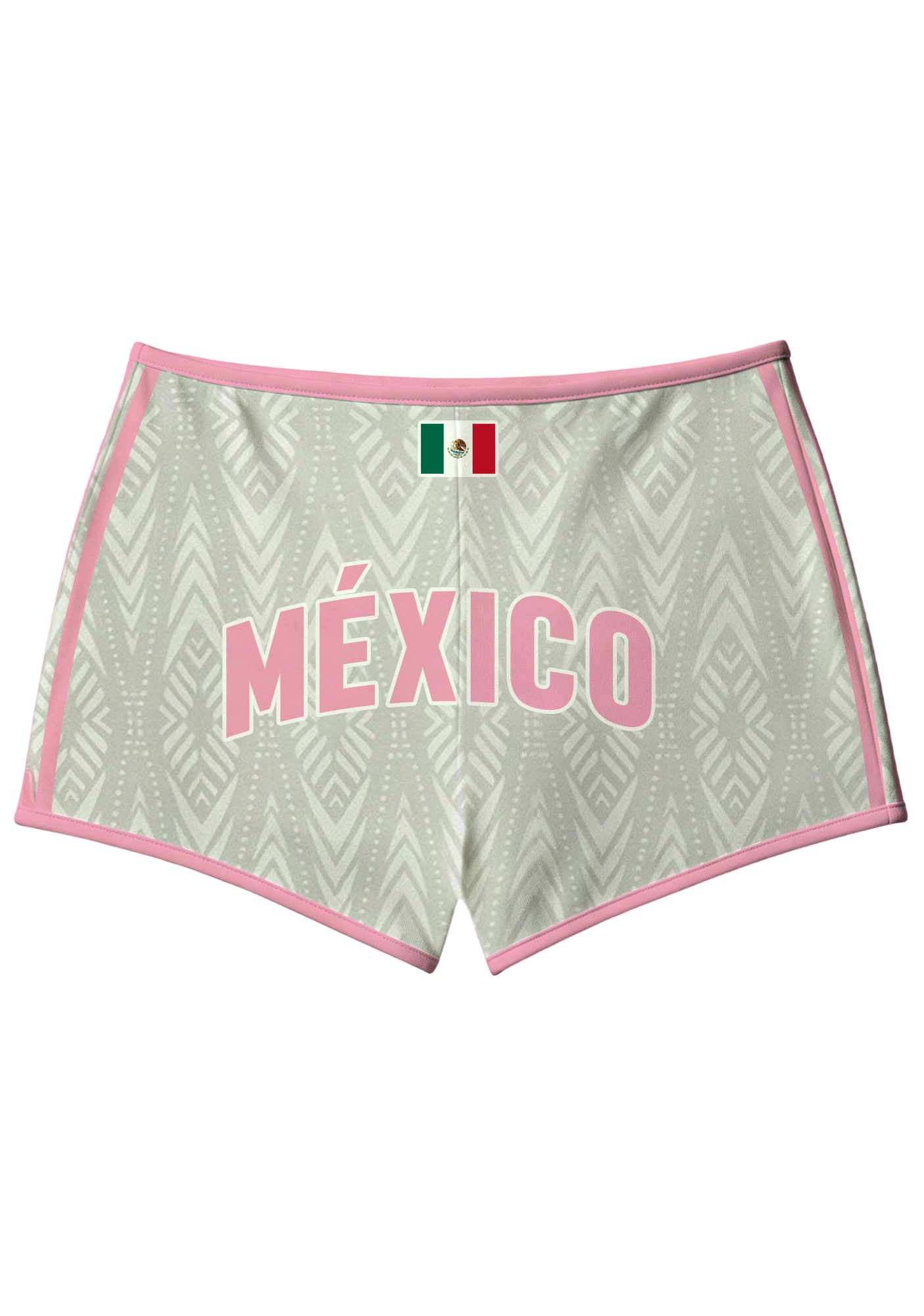 Pink Trim Mexico National Team Aztec Tribal Print Number 10 Booty Shorts