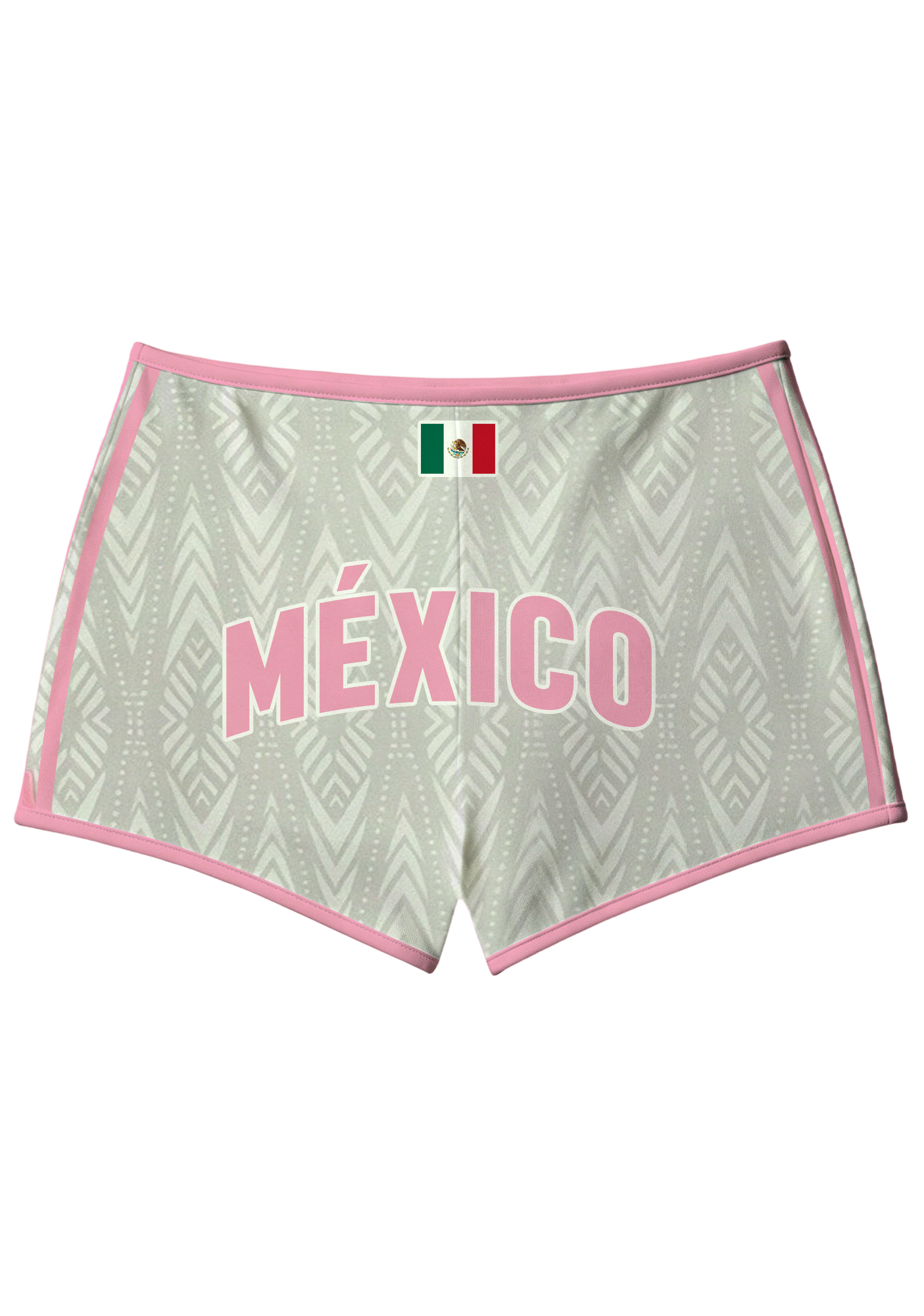 Pink Trim Mexico National Team Aztec Tribal Print Number 10 Booty Shorts