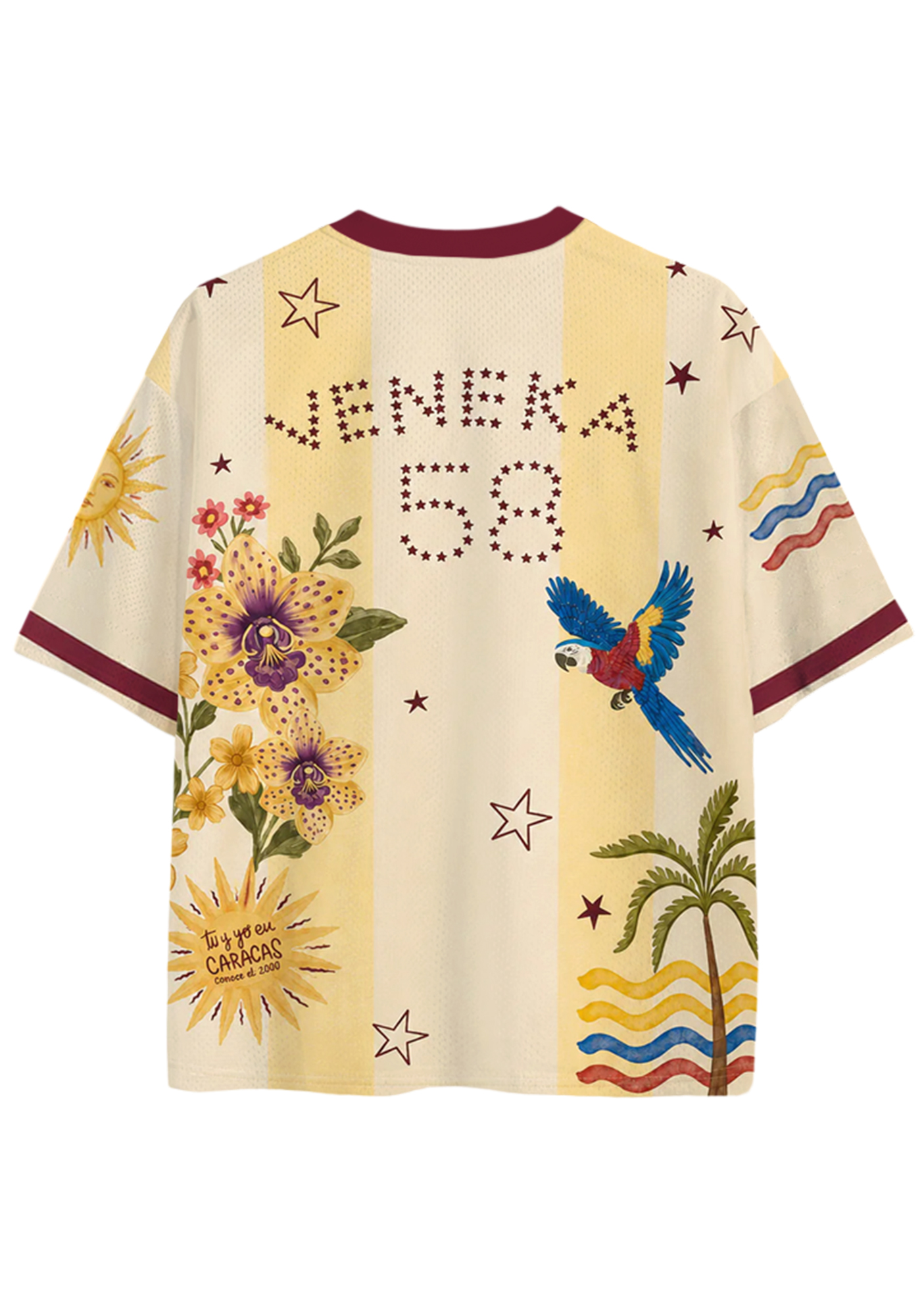 Venezuela Orchid Floral Star Striped Mesh Jersey Shirts