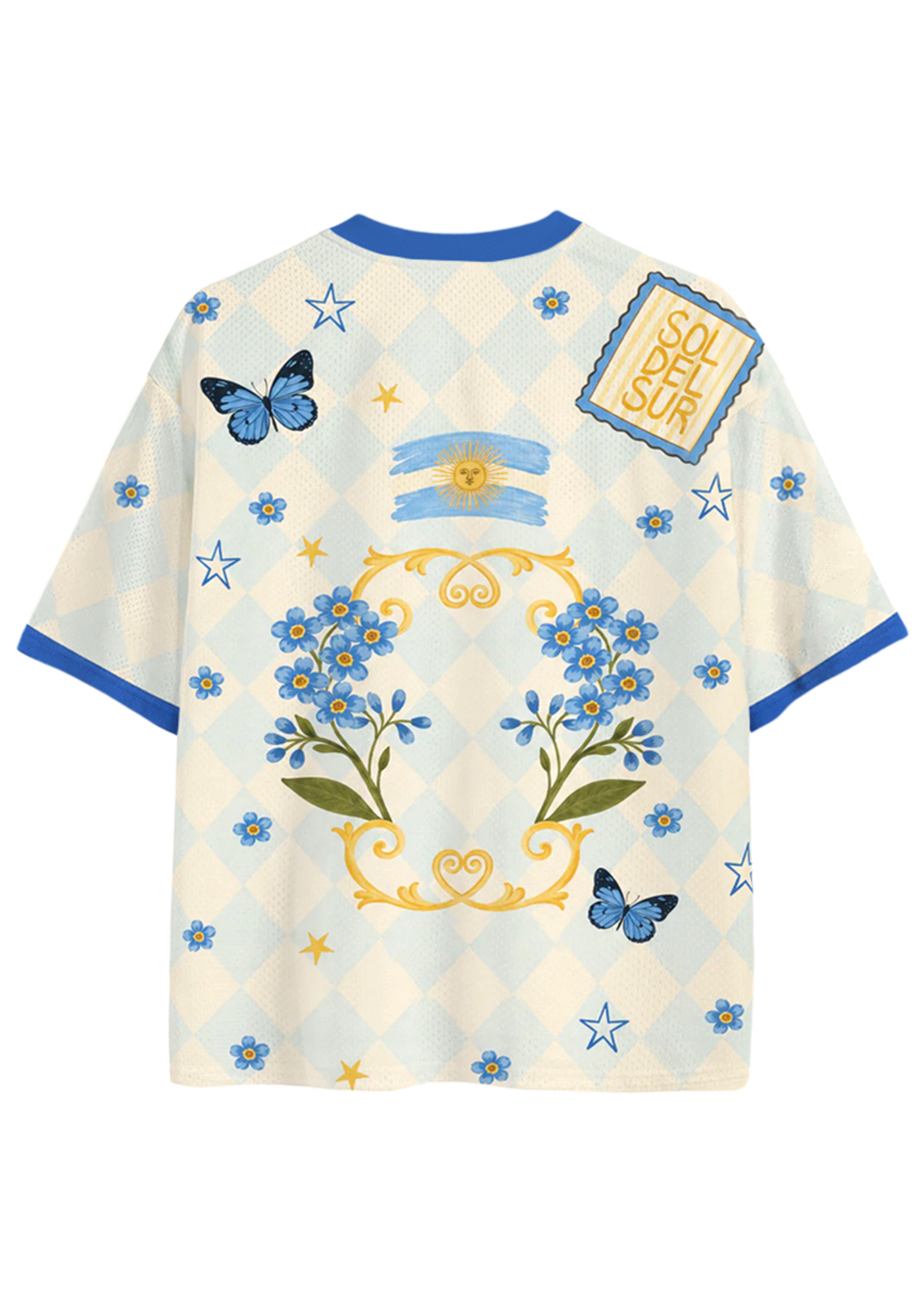 Argentina Sun of May Floral Butterfly Mesh Jersey Shirts