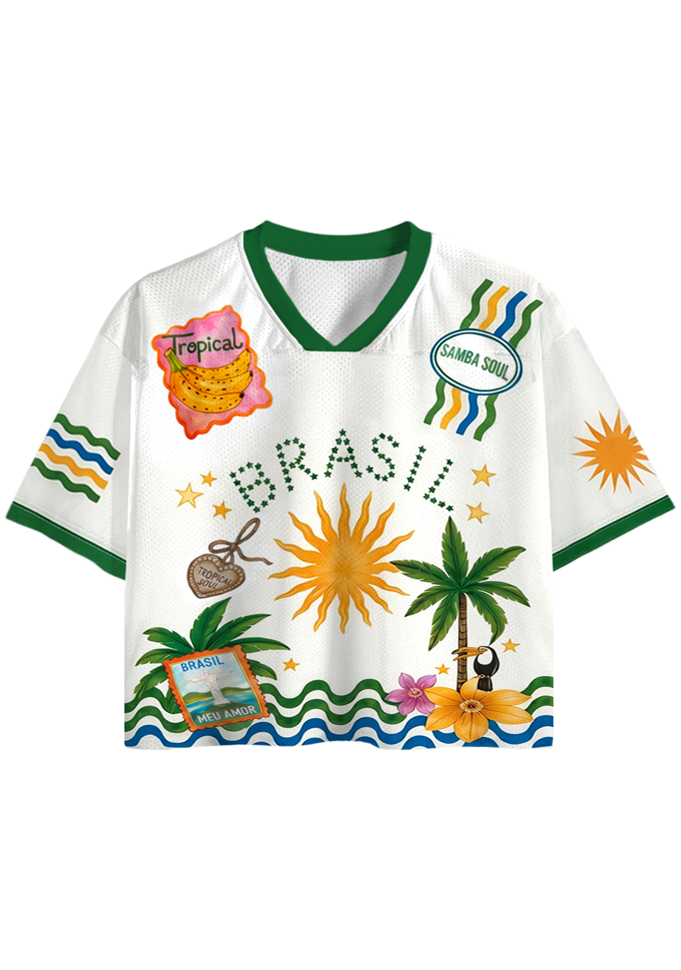Tropical Brazil Vibes Cropped Jersey Shirt