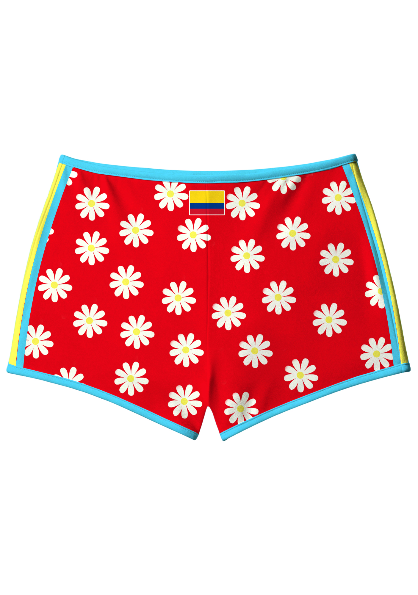 Striped Colombia Flag Daisy Booty Shorts
