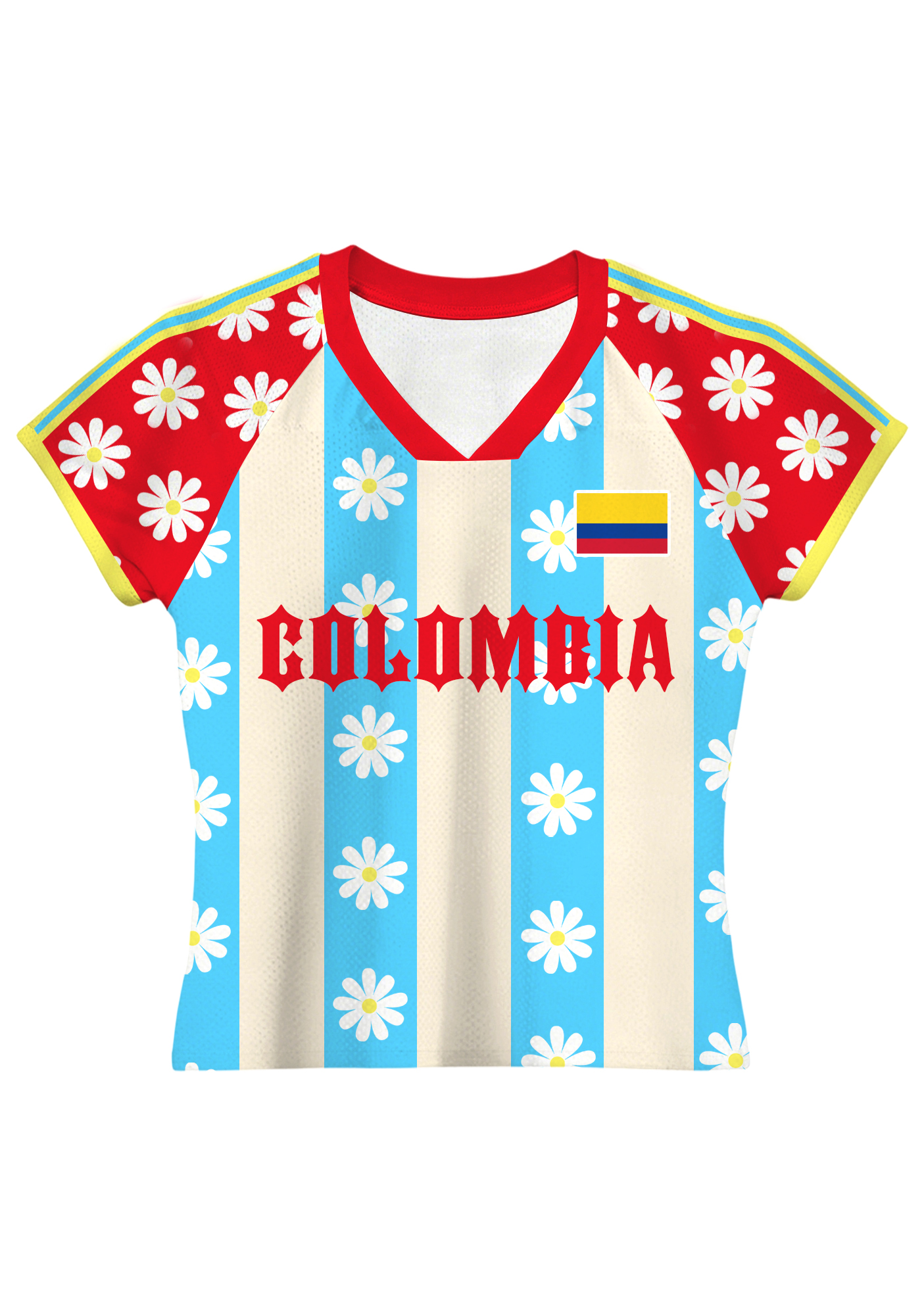 Striped Colombia Flag Daisy Baby Tee