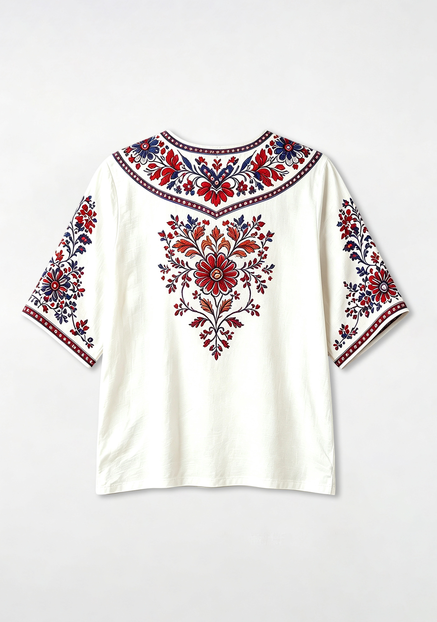 Boho Floral Border Buffalo Bills V-Neck Blouse