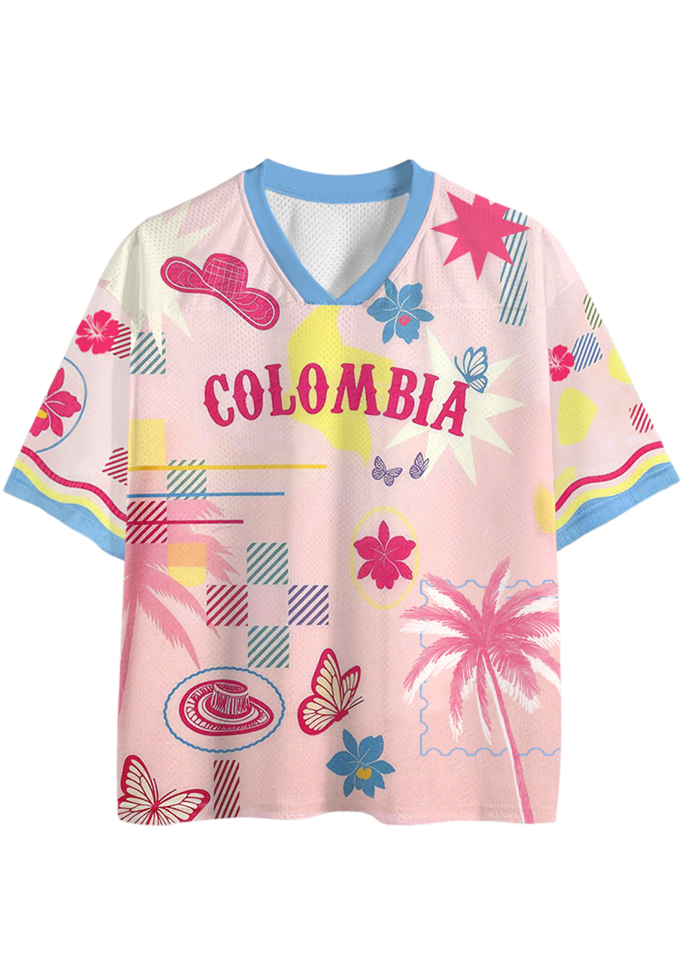 Tropical Abstract Print Colombia Mesh Jersey Shirts