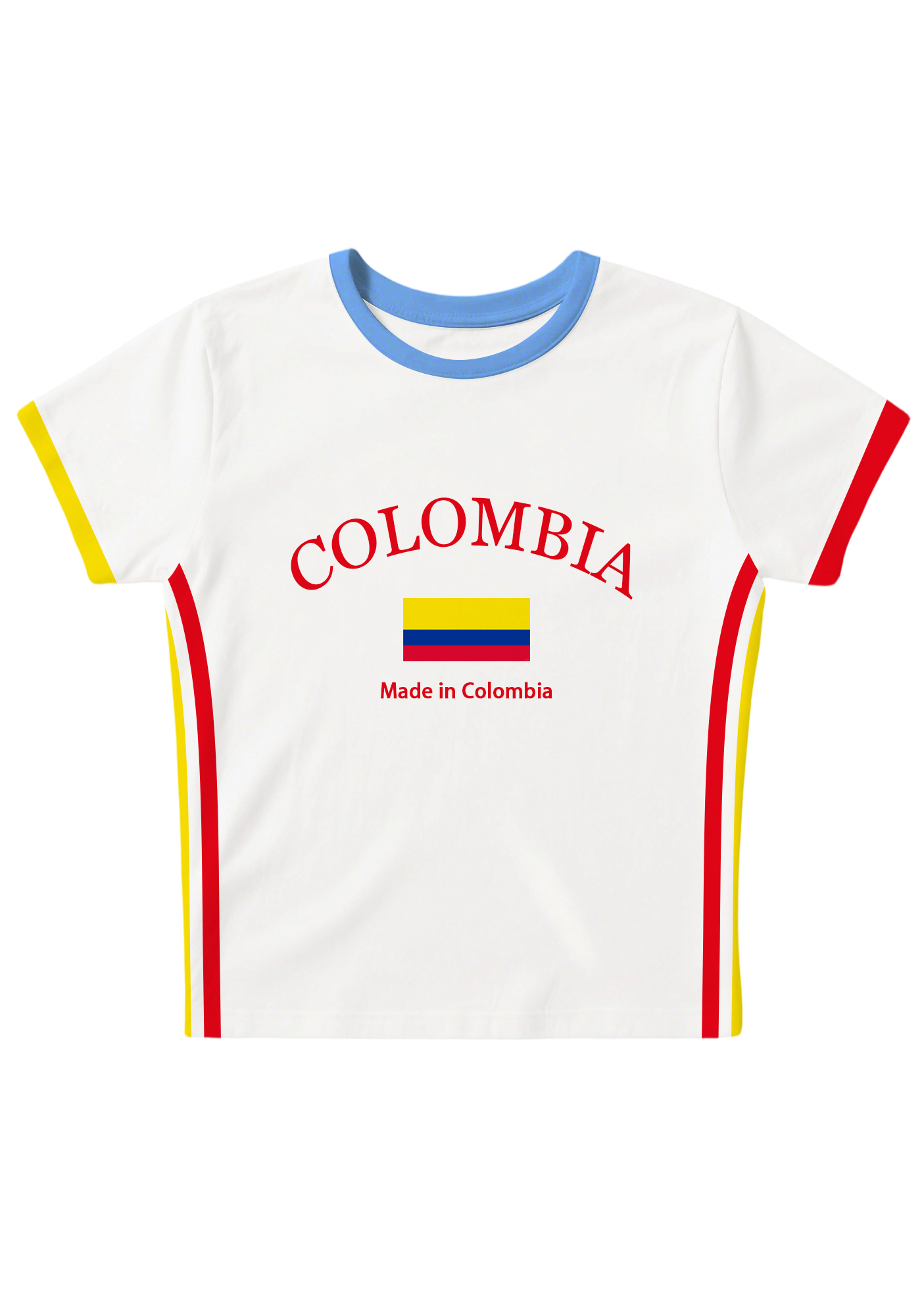 Retro Lettering Colombia Flag Y2K Baby Tee