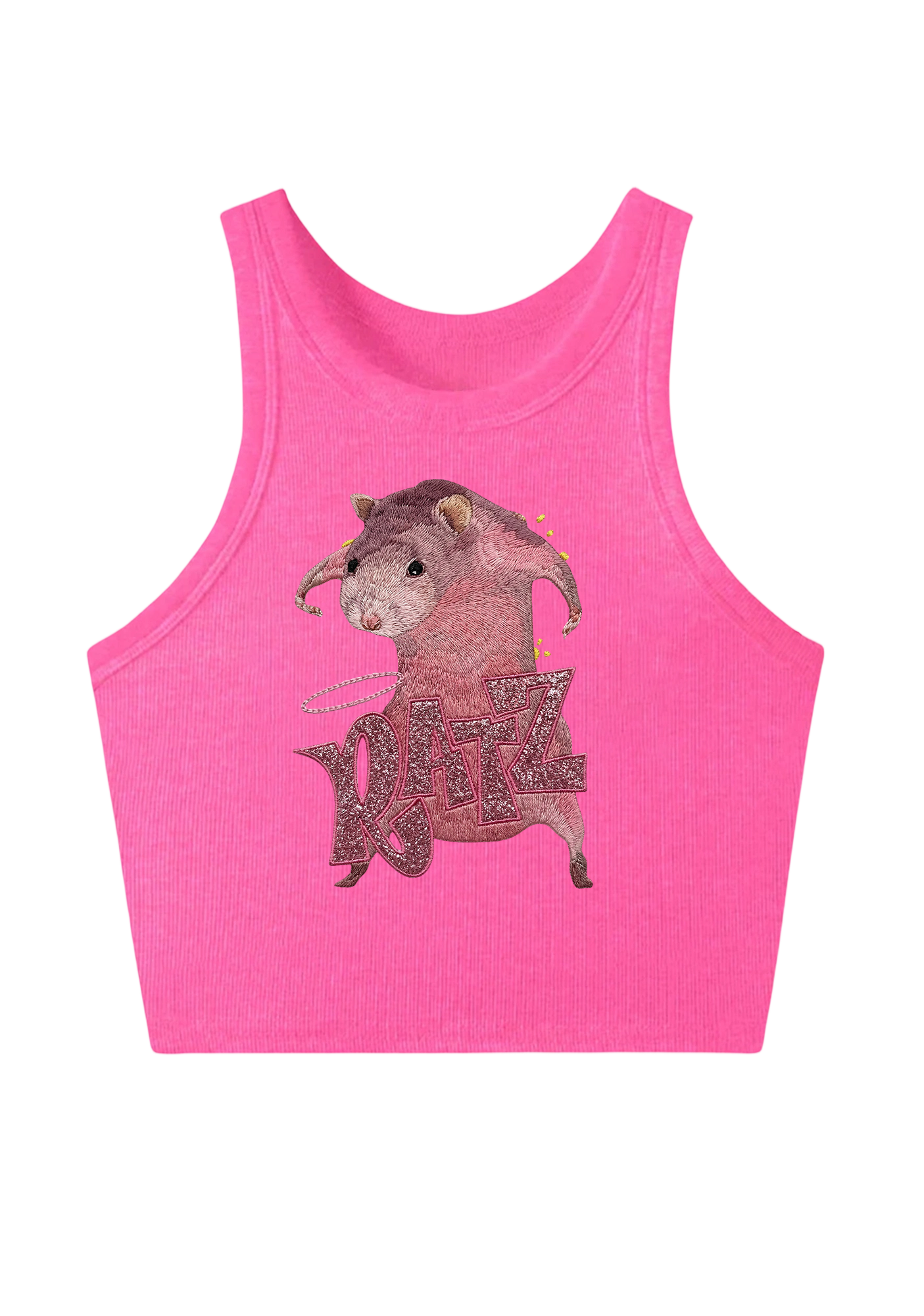 Pink Ratz Embroidery Y2K Crop Tank Top
