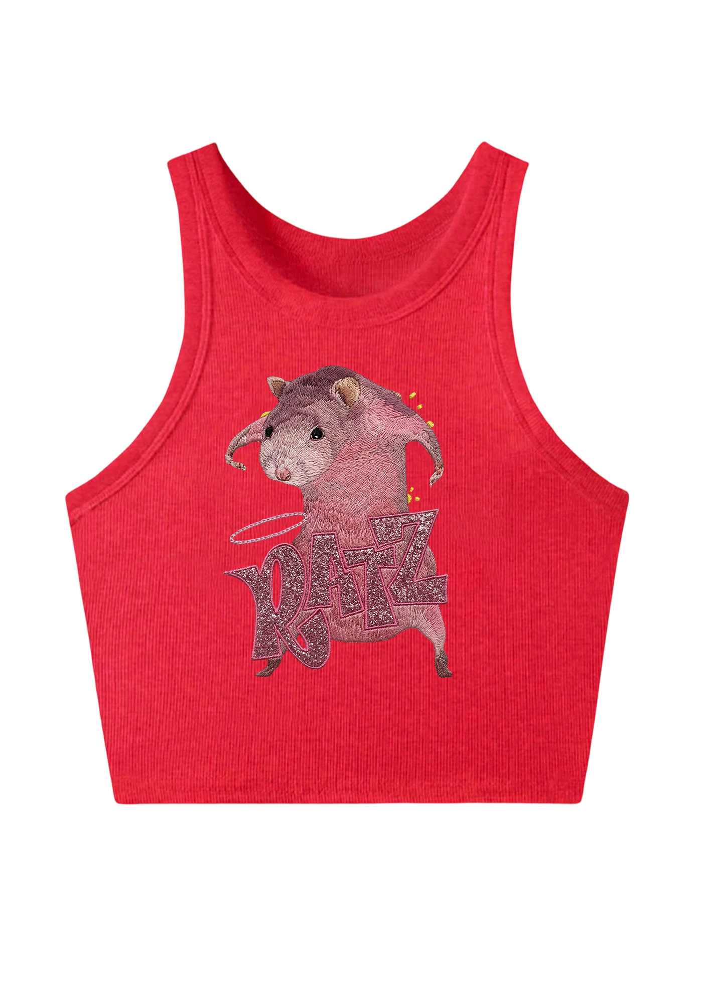 Pink Ratz Embroidery Y2K Crop Tank Top