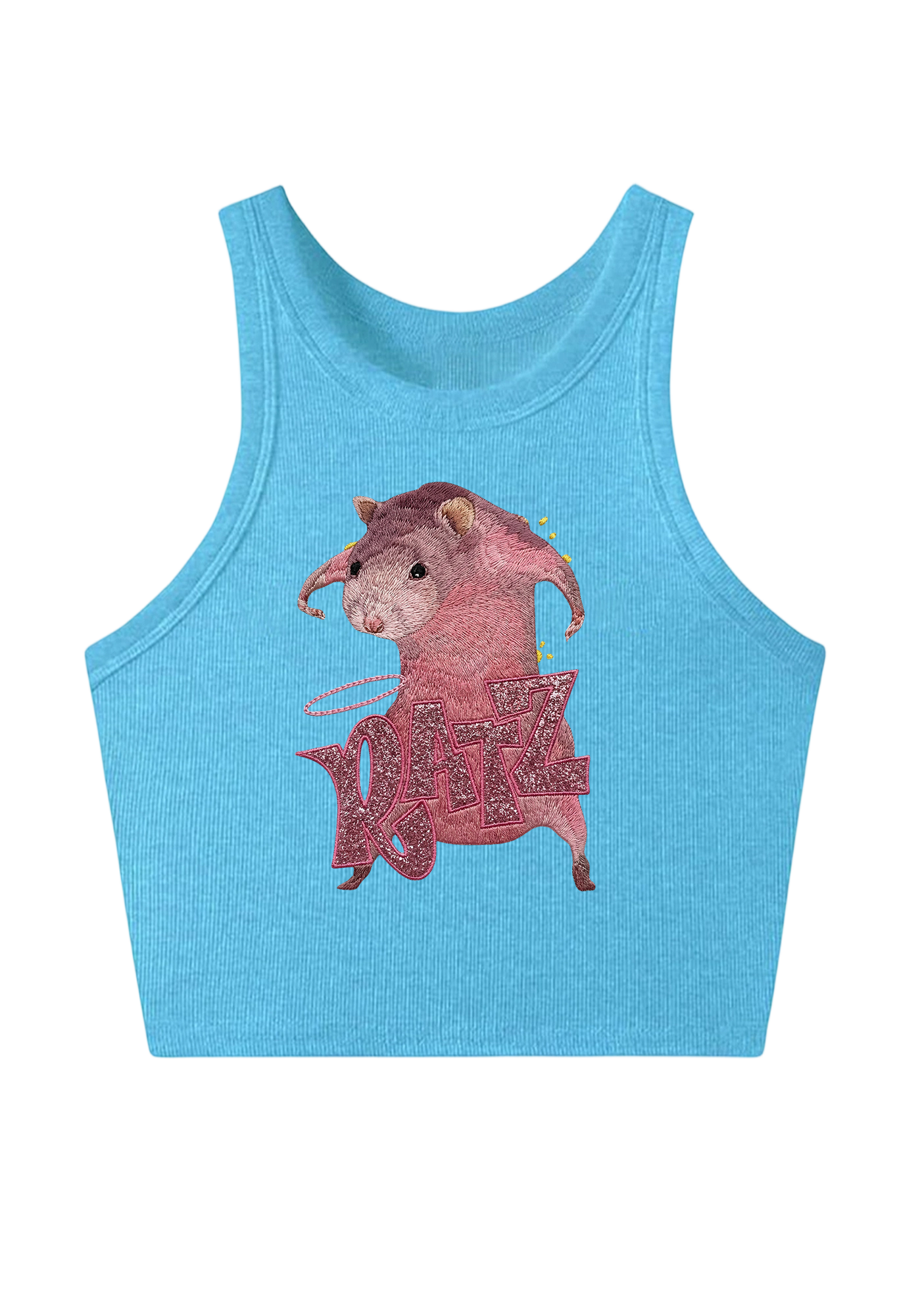 Pink Ratz Embroidery Y2K Crop Tank Top
