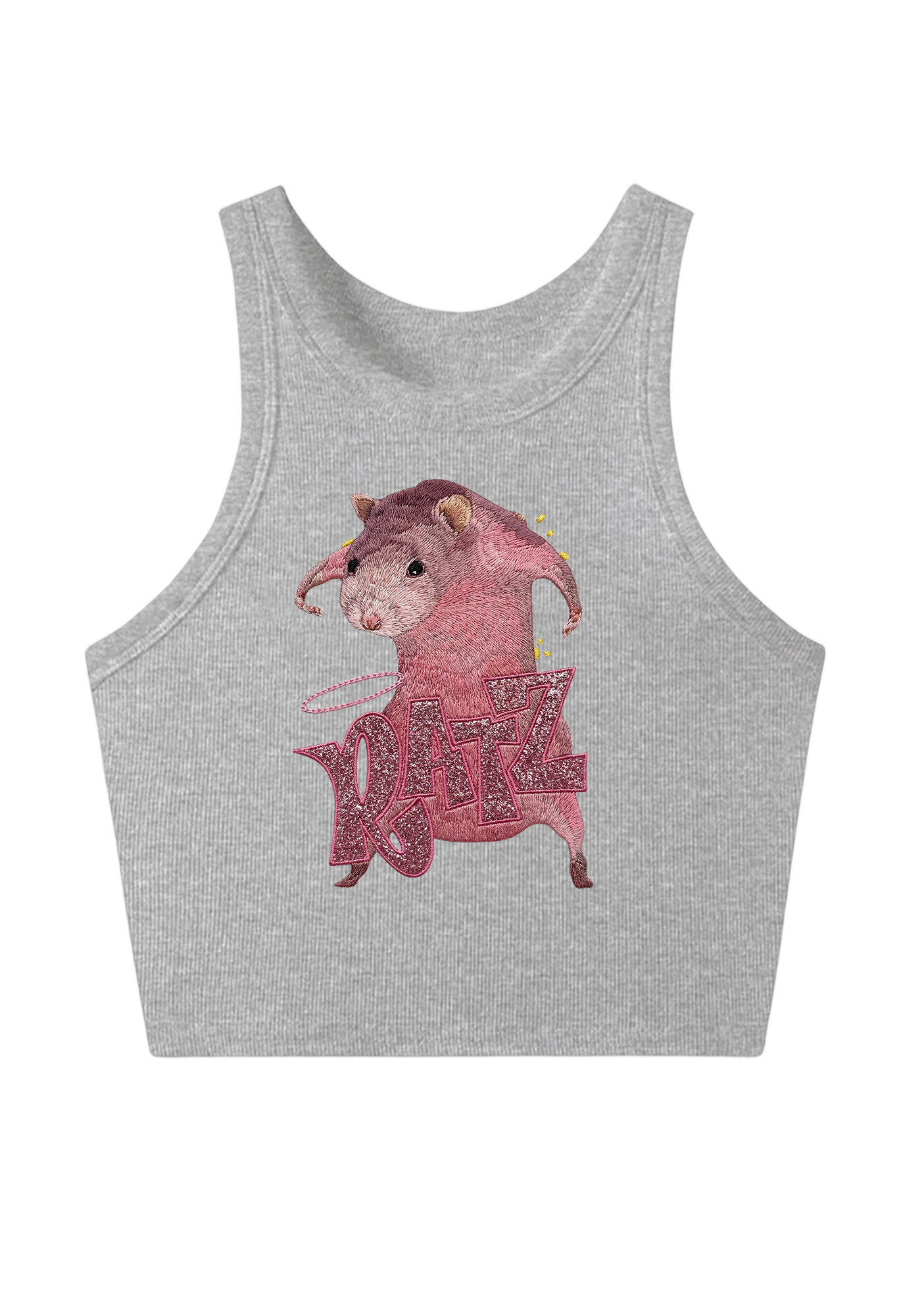 Pink Ratz Embroidery Y2K Crop Tank Top