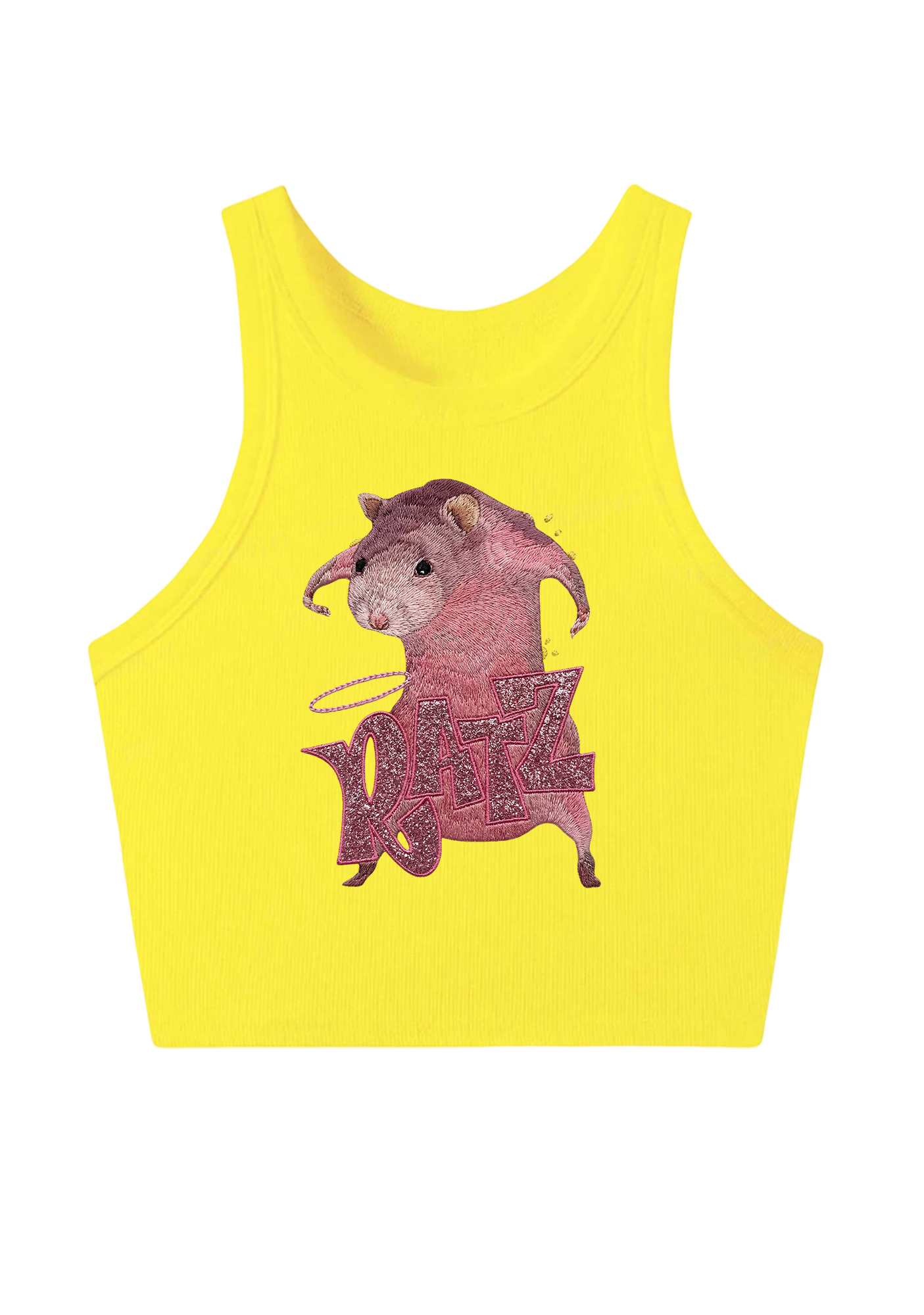 Pink Ratz Embroidery Y2K Crop Tank Top