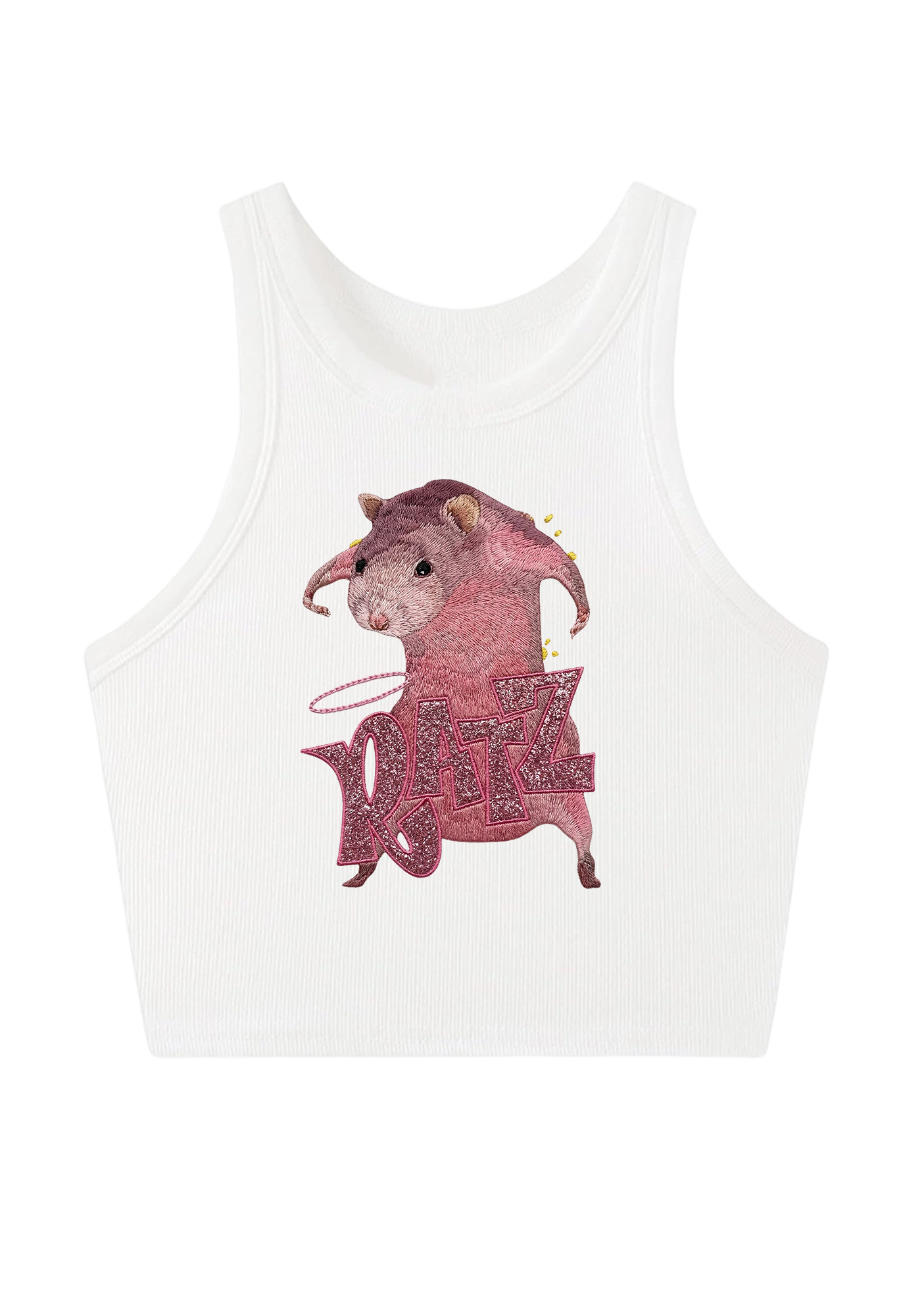Pink Ratz Embroidery Y2K Crop Tank Top