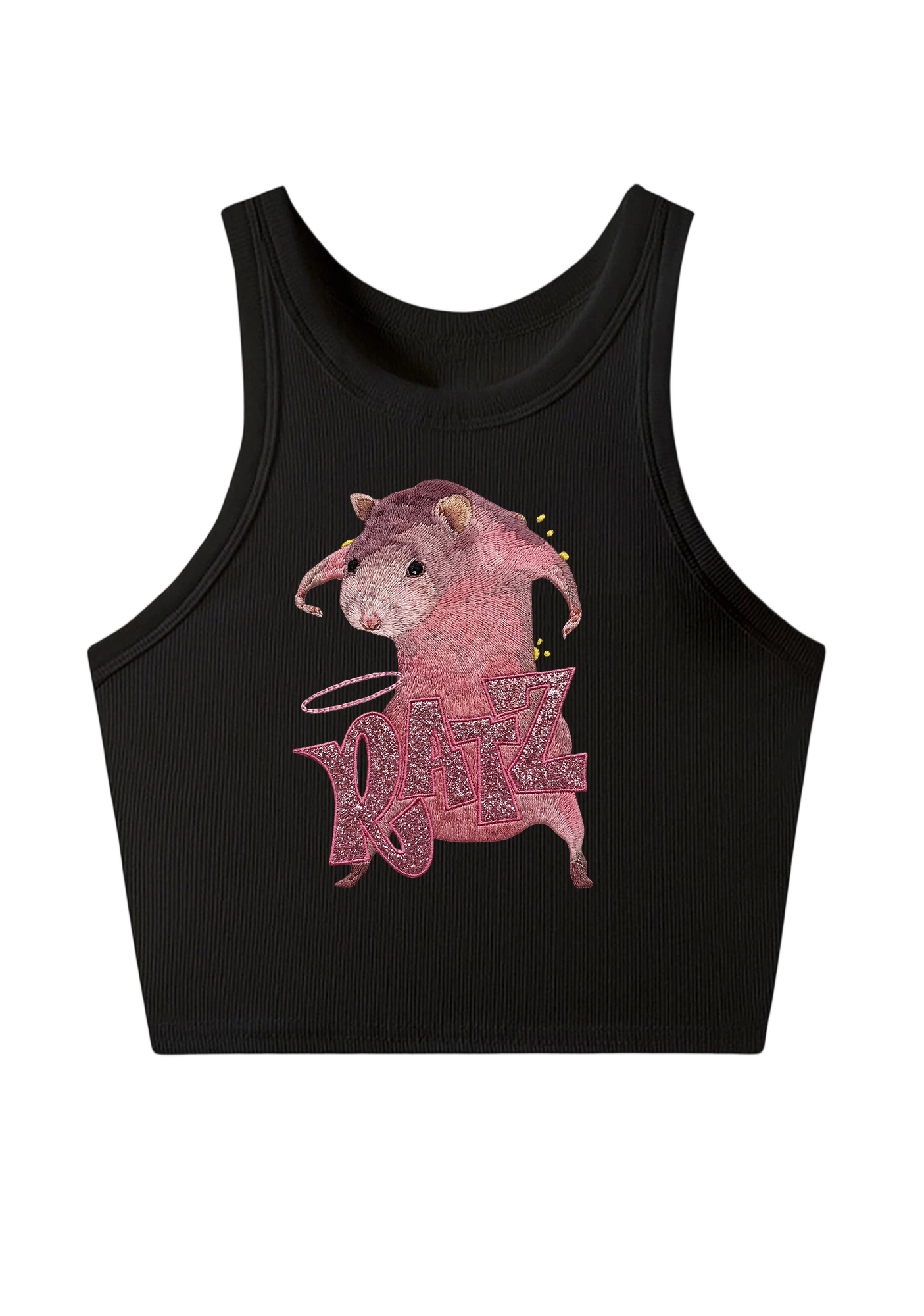 Pink Ratz Embroidery Y2K Crop Tank Top