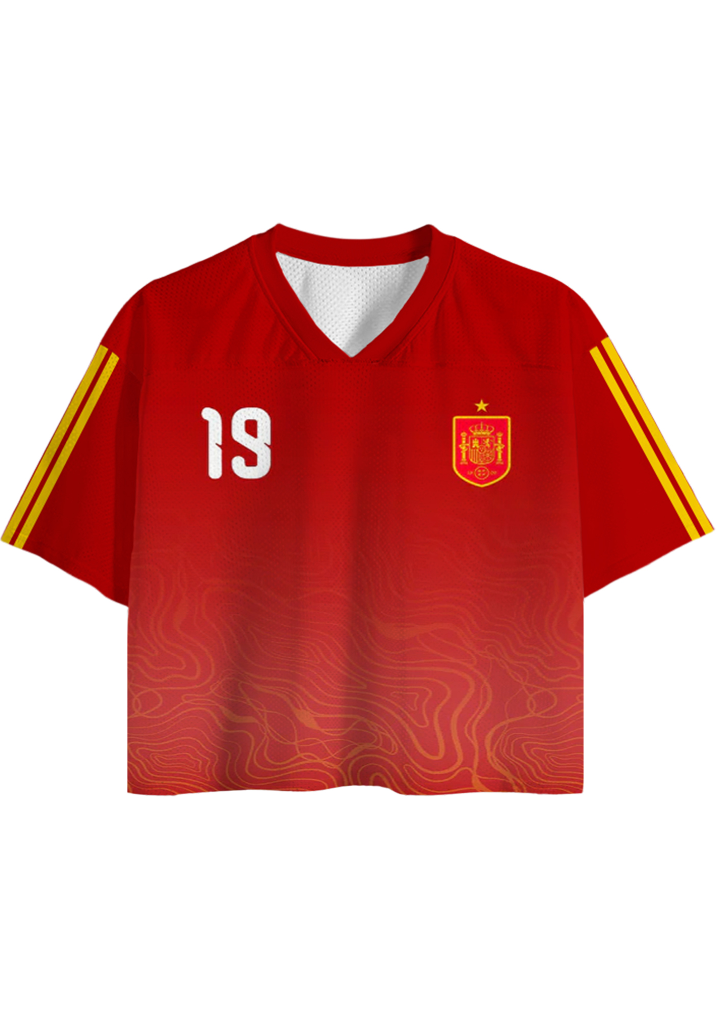  Vamos Spain! Gradient #19 Cropped Mesh Jersey Shirt