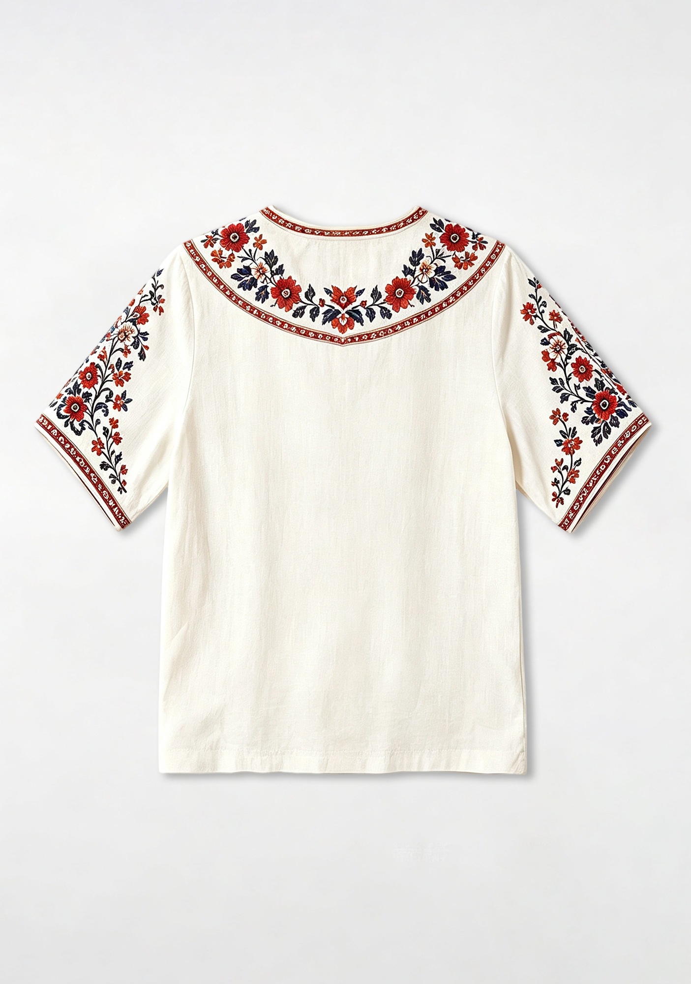 Boho Floral Border Arsenal V-Neck Blouse