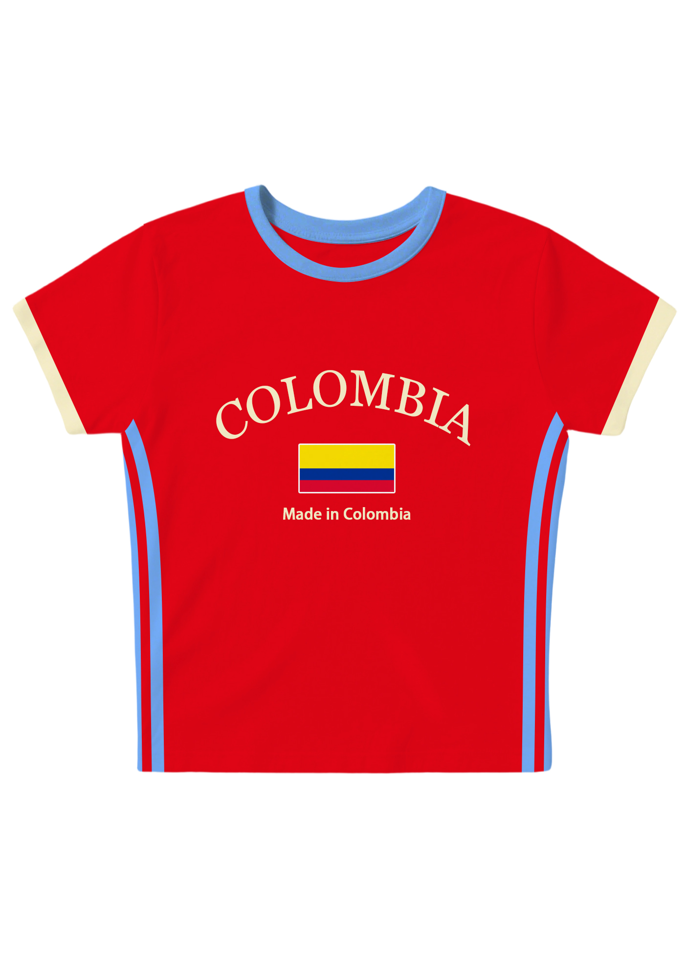 Color Block Side Stripe Colombia Flag Y2K Baby Tee